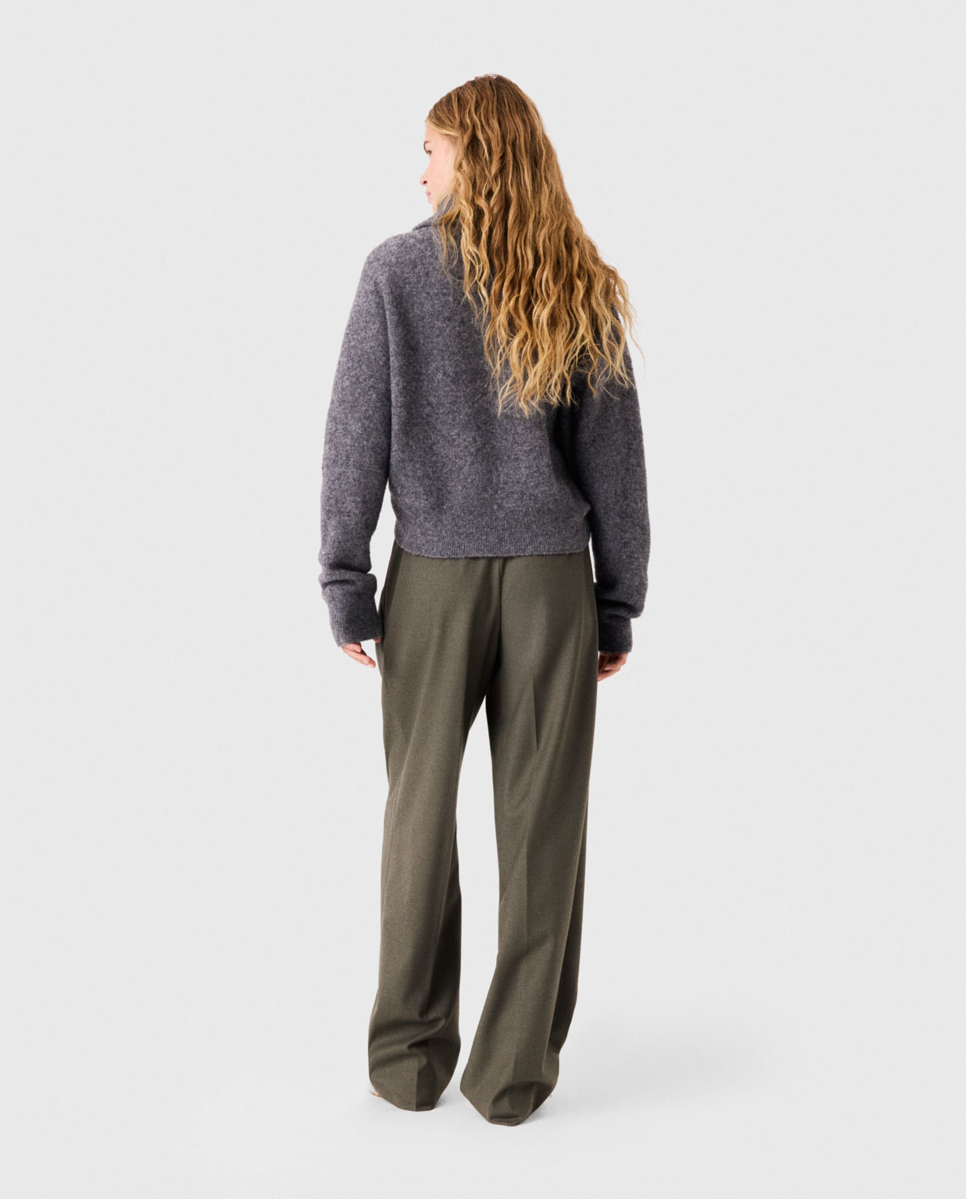Jersey de mujer de yak con cuello alto y cremallera - Maje - Gris Gris-2