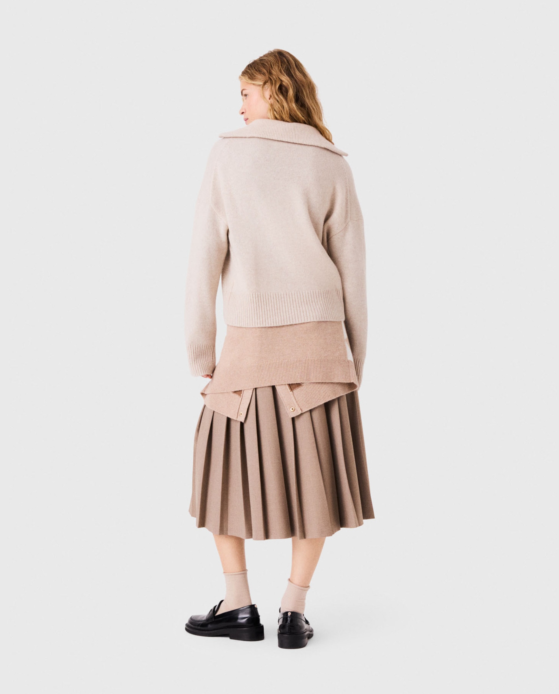 Jersey de mujer de cachemira con cremallera - Maje - Beige Beige-2