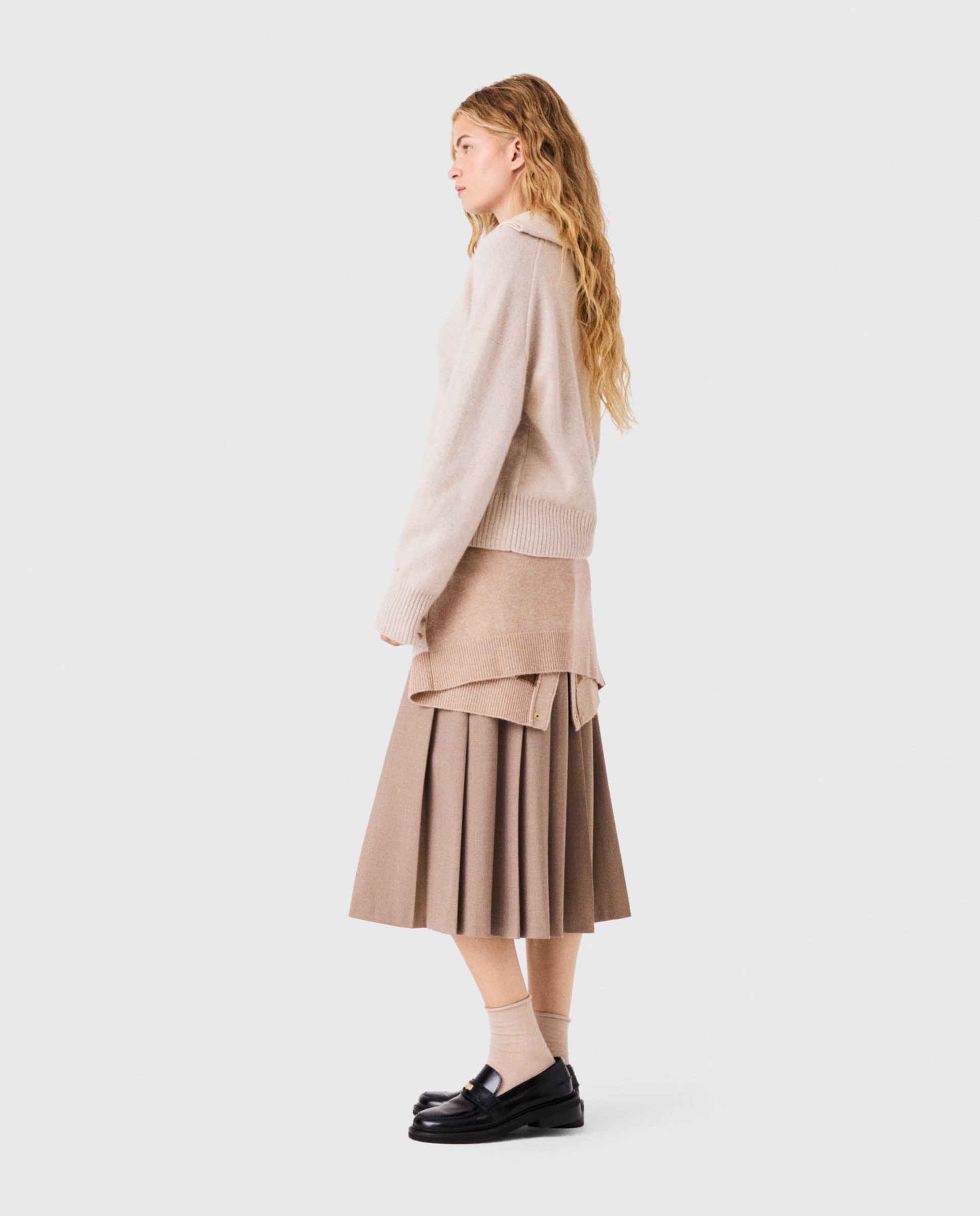 Jersey de mujer de cachemira con cremallera - Maje - Beige Beige-3