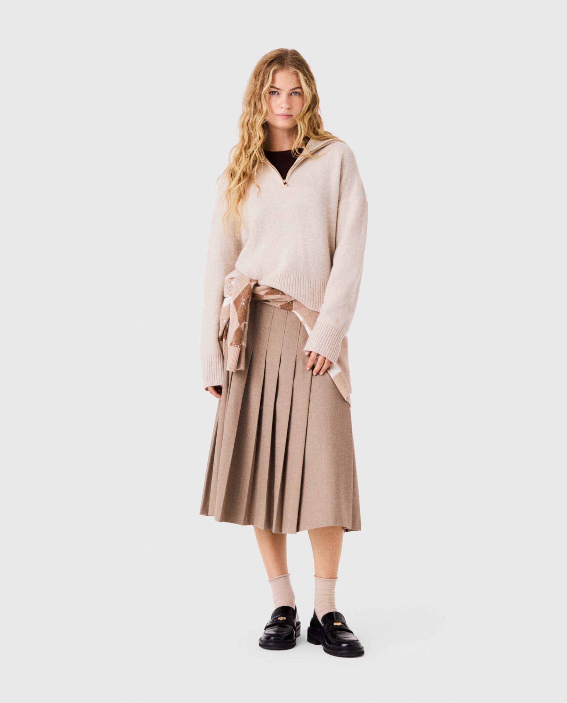 Jersey de mujer de cachemira con cremallera - Maje - Beige Beige-4