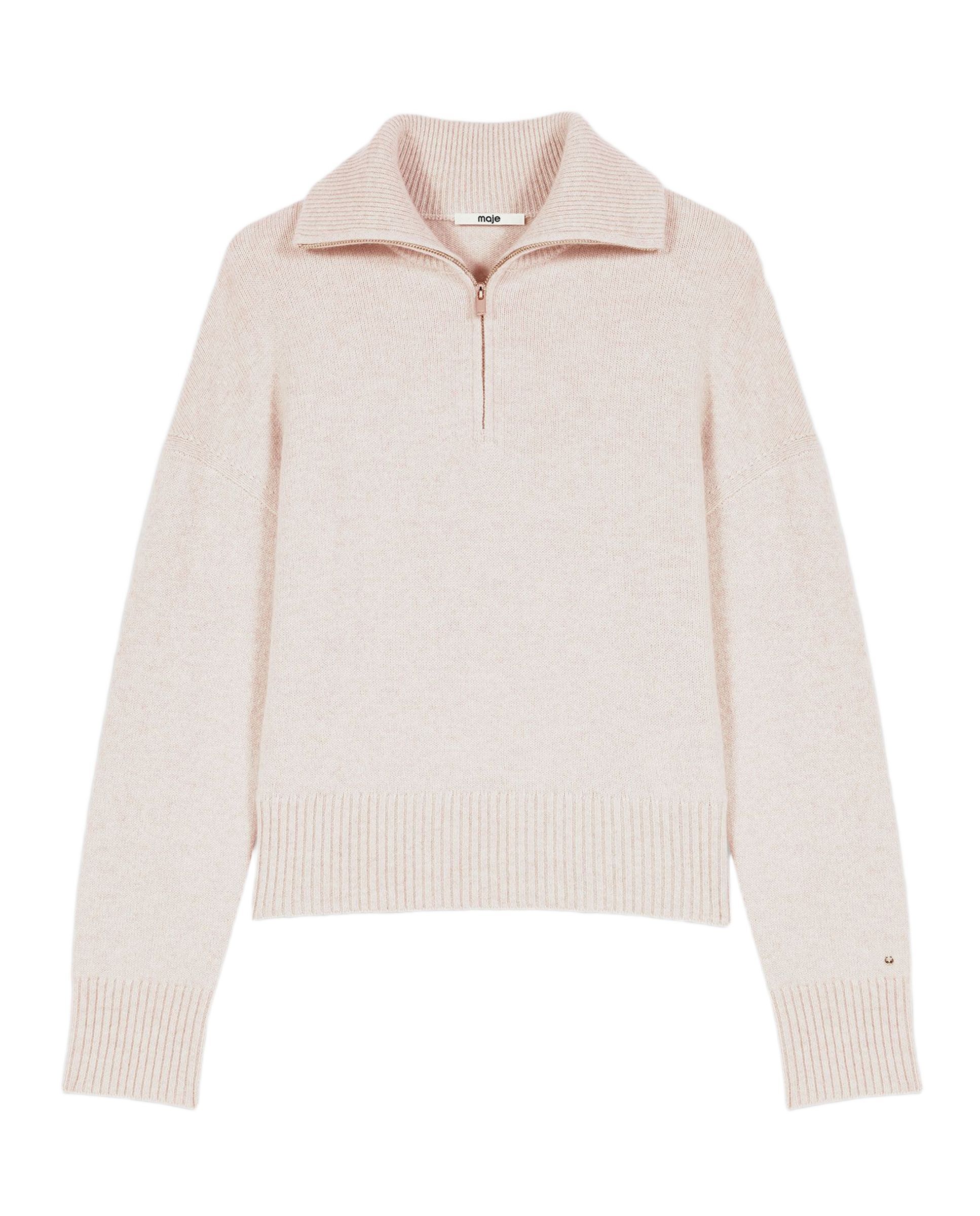 Jersey de mujer de cachemira con cremallera - Maje - Beige Beige-8