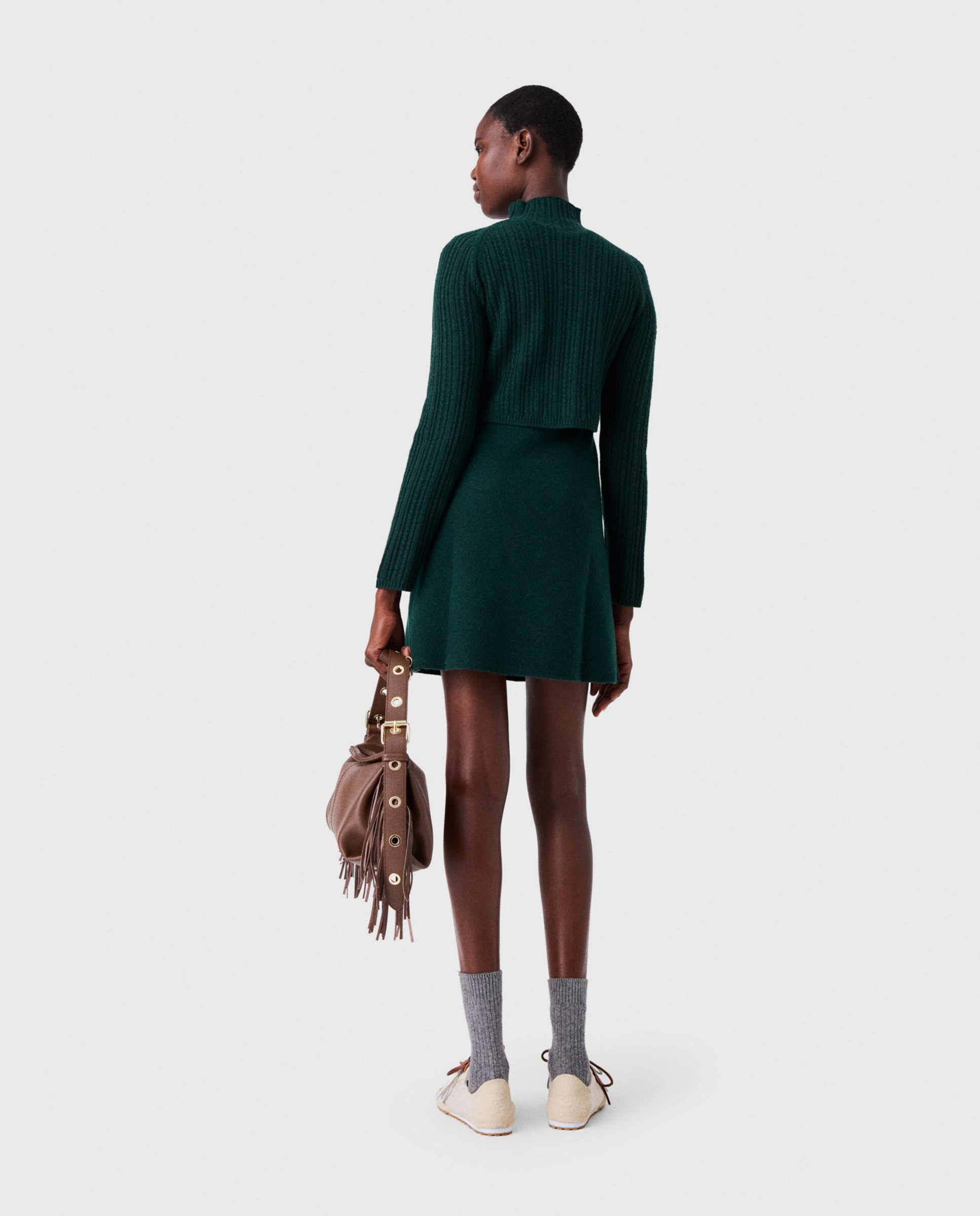 Vestido corto de punto y jersey extraíble - Maje - Verde Verde-3