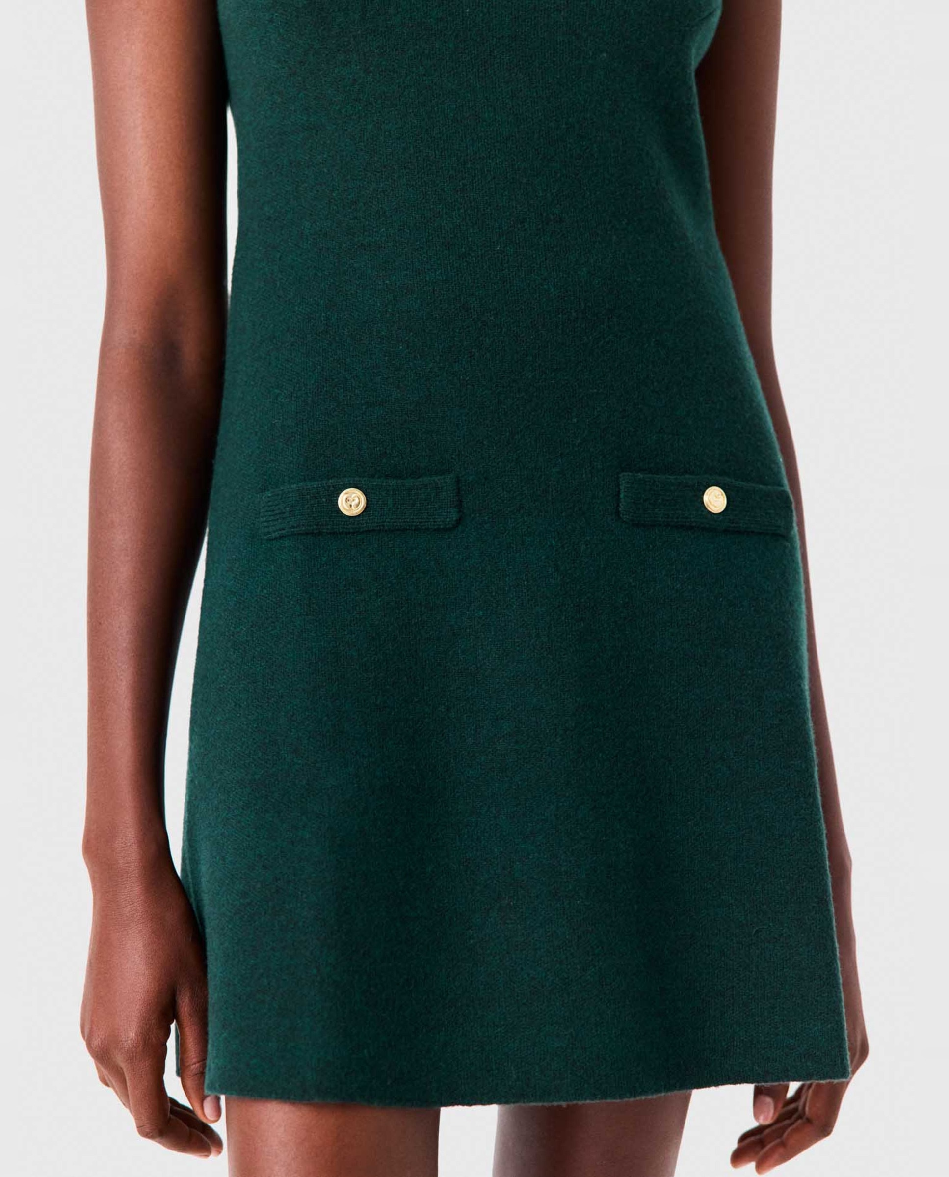 Vestido corto de punto y jersey extraíble - Maje - Verde Verde-4