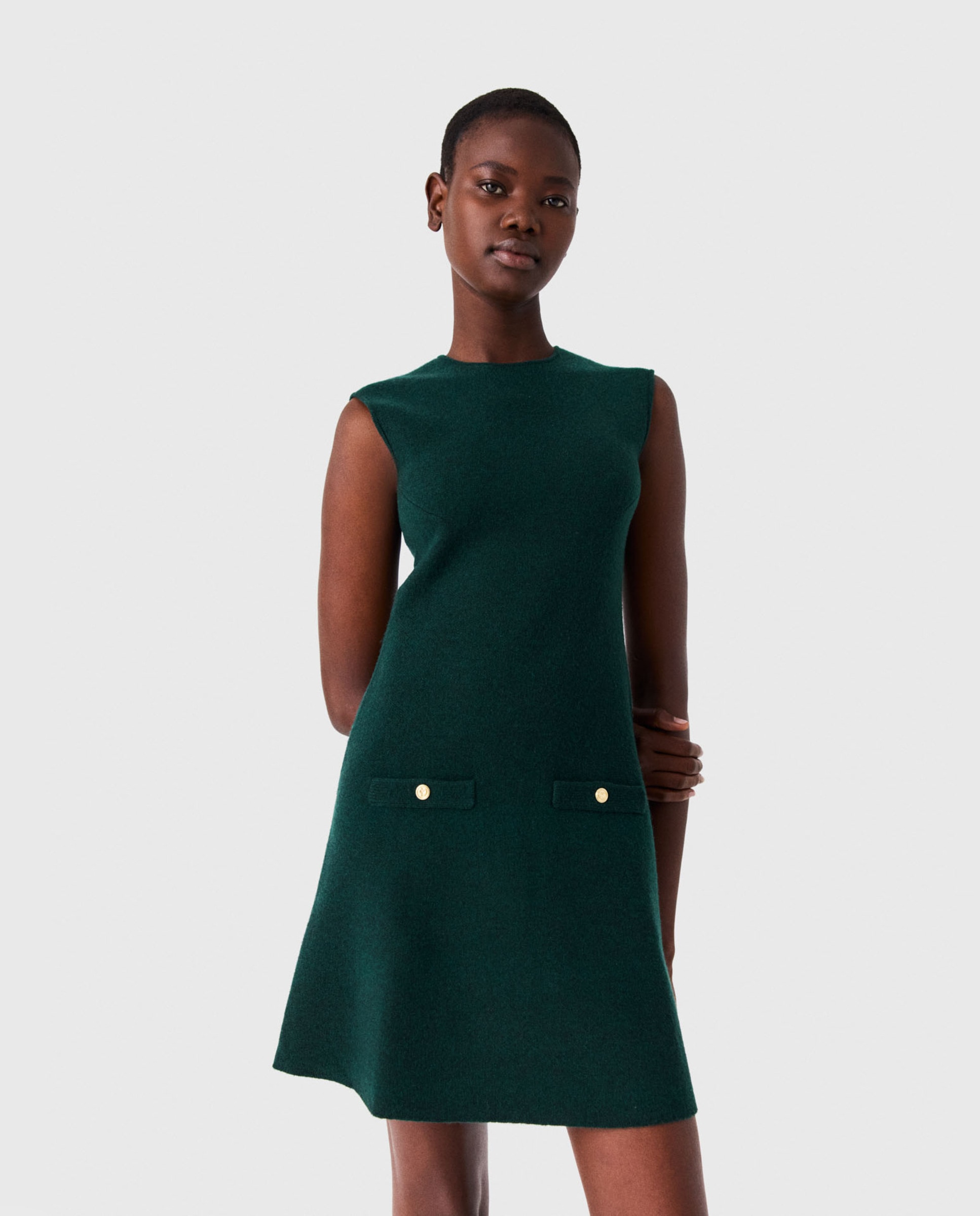 Vestido corto de punto y jersey extraíble - Maje - Verde Verde-7