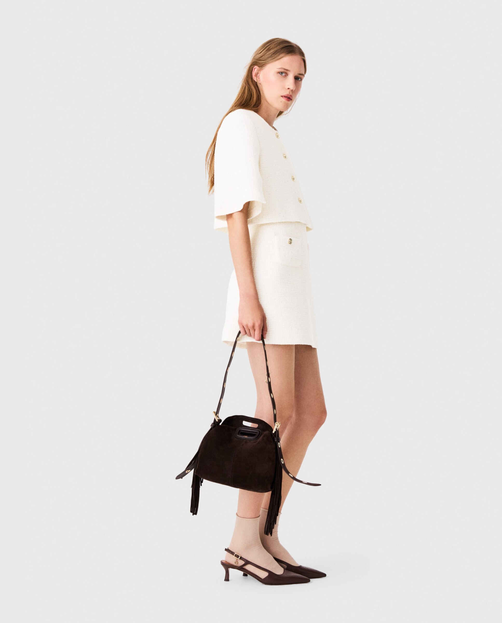 Vestido corto de tweed 2 en 1 - Maje - Blanco Blanco-2