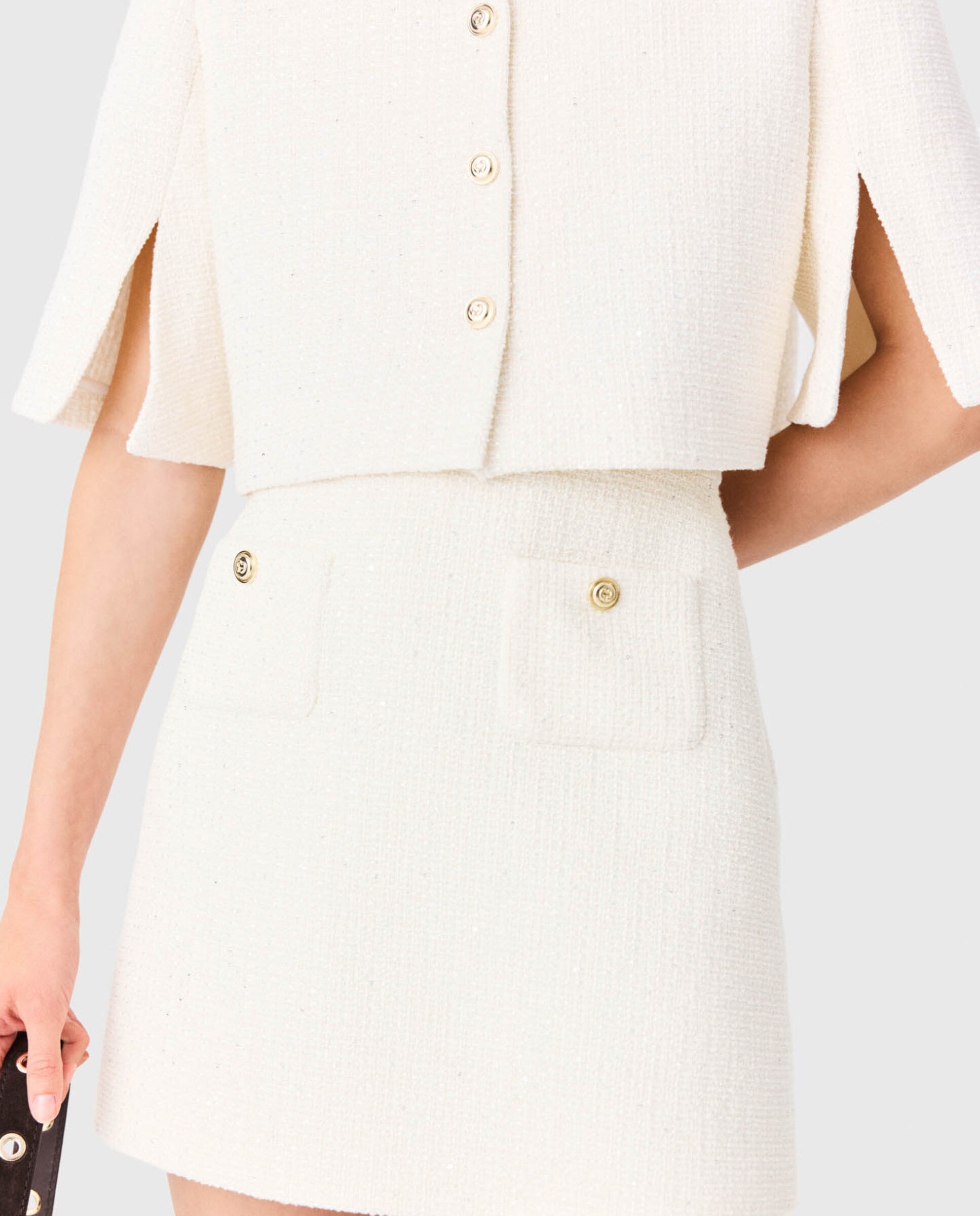 Vestido corto de tweed 2 en 1 - Maje - Blanco Blanco-8
