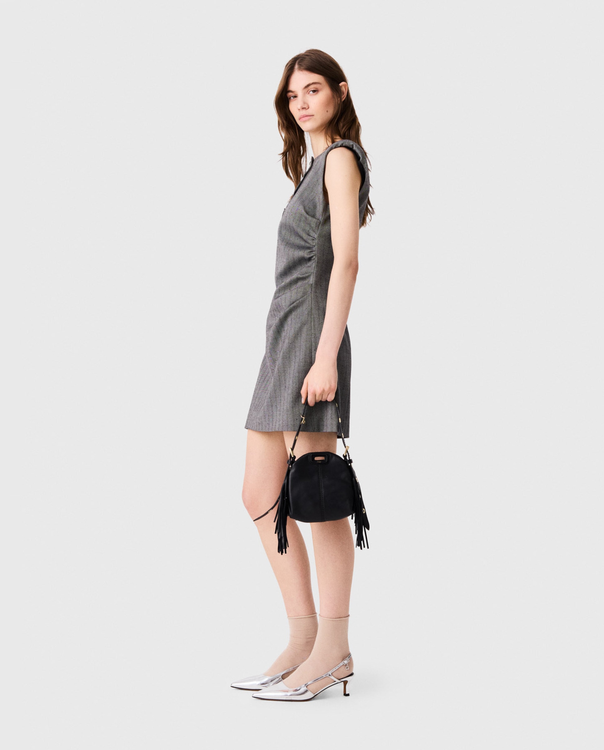 Vestido corto sastre con raya diplomática - Maje - Gris Gris-2