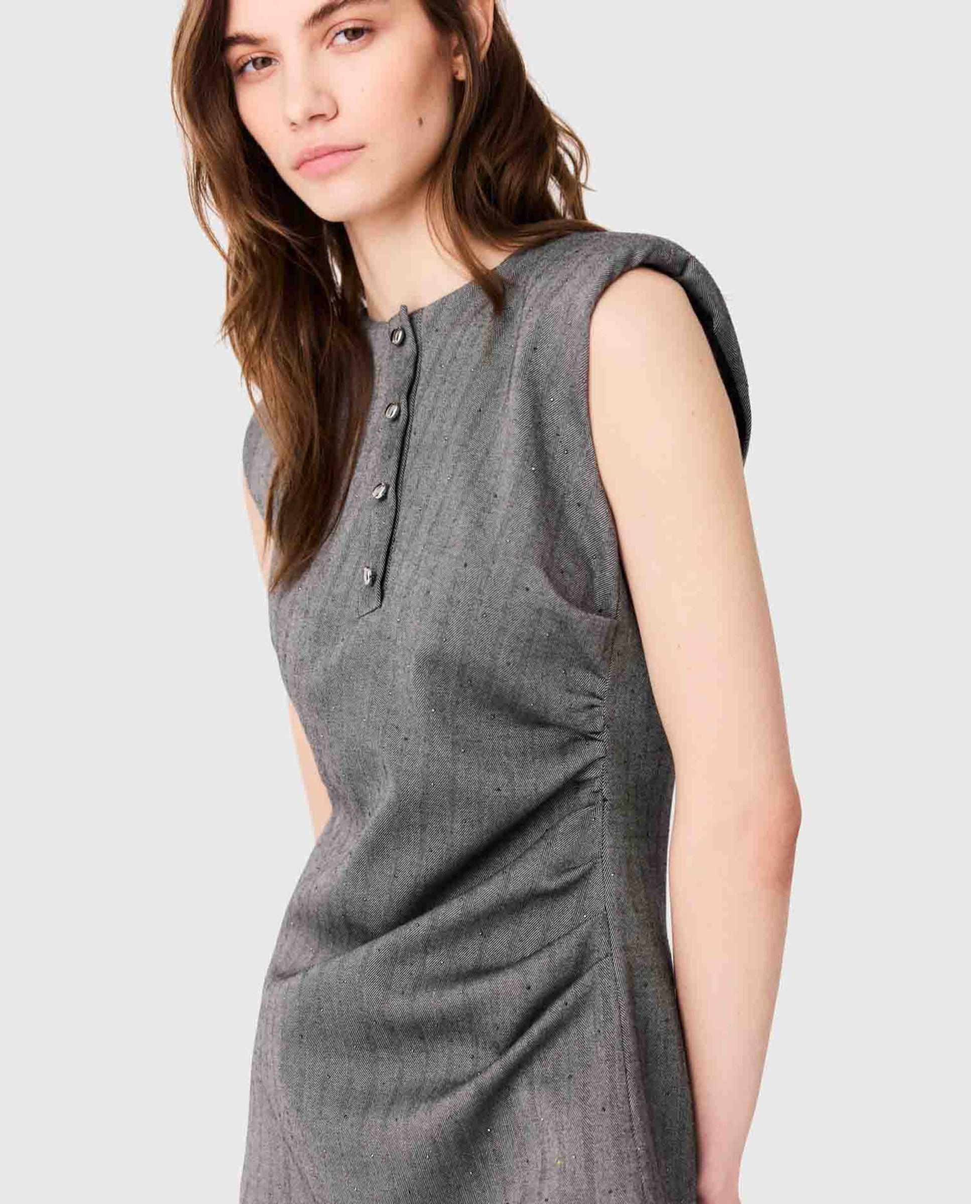 Vestido corto sastre con raya diplomática - Maje - Gris Gris-6