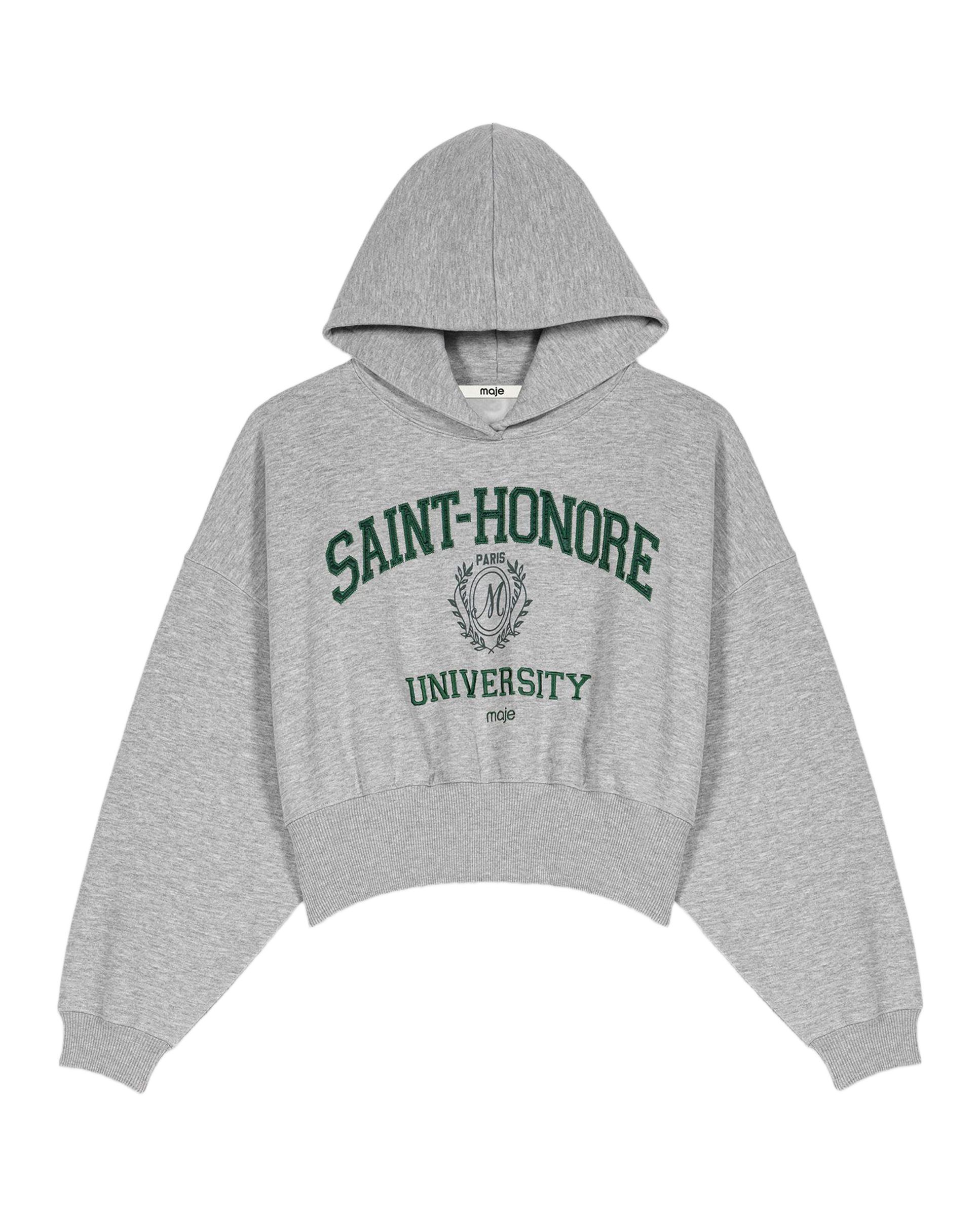 Sudadera de mujer con capucha crop y logo - Maje - Gris claro Gris claro-7