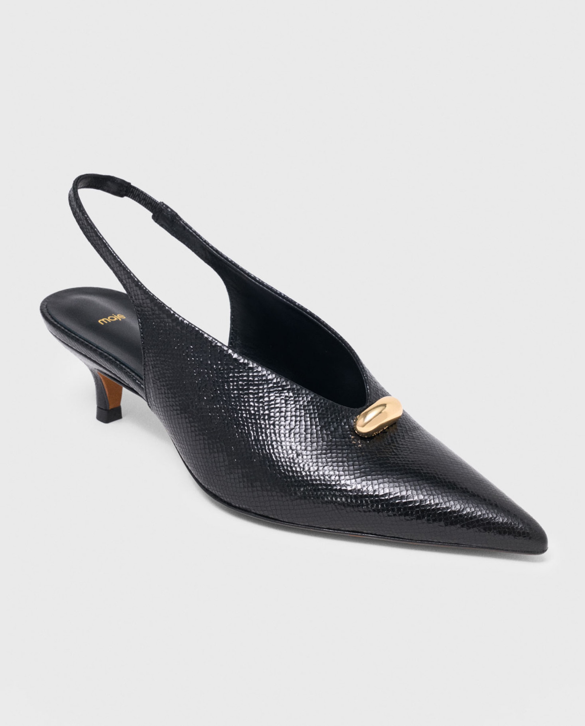 Imagen 5 de Zapatos de salón de mujer destalonados de piel efecto víbora - Maje - Negro Negro