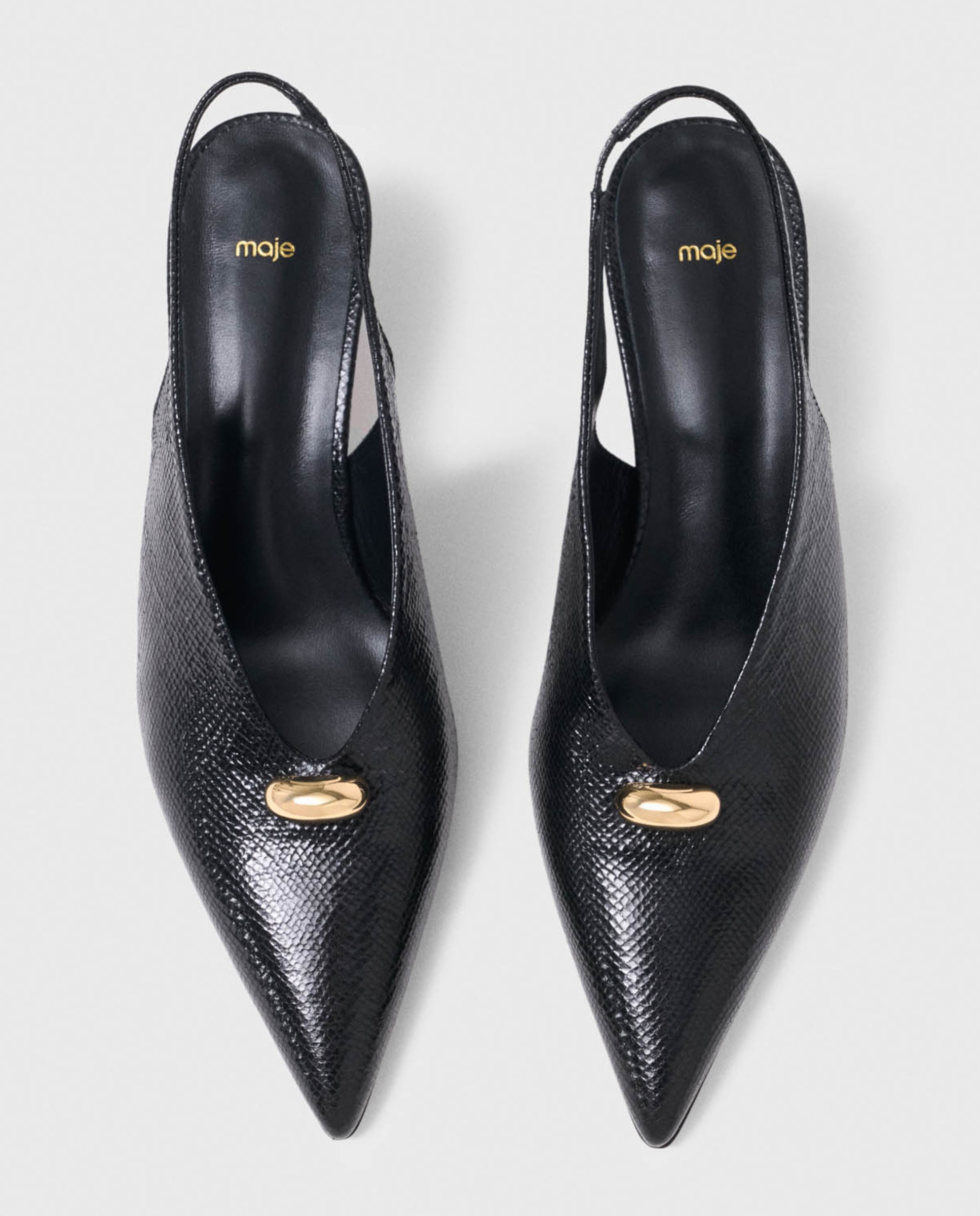 Imagen 6 de Zapatos de salón de mujer destalonados de piel efecto víbora - Maje - Negro Negro
