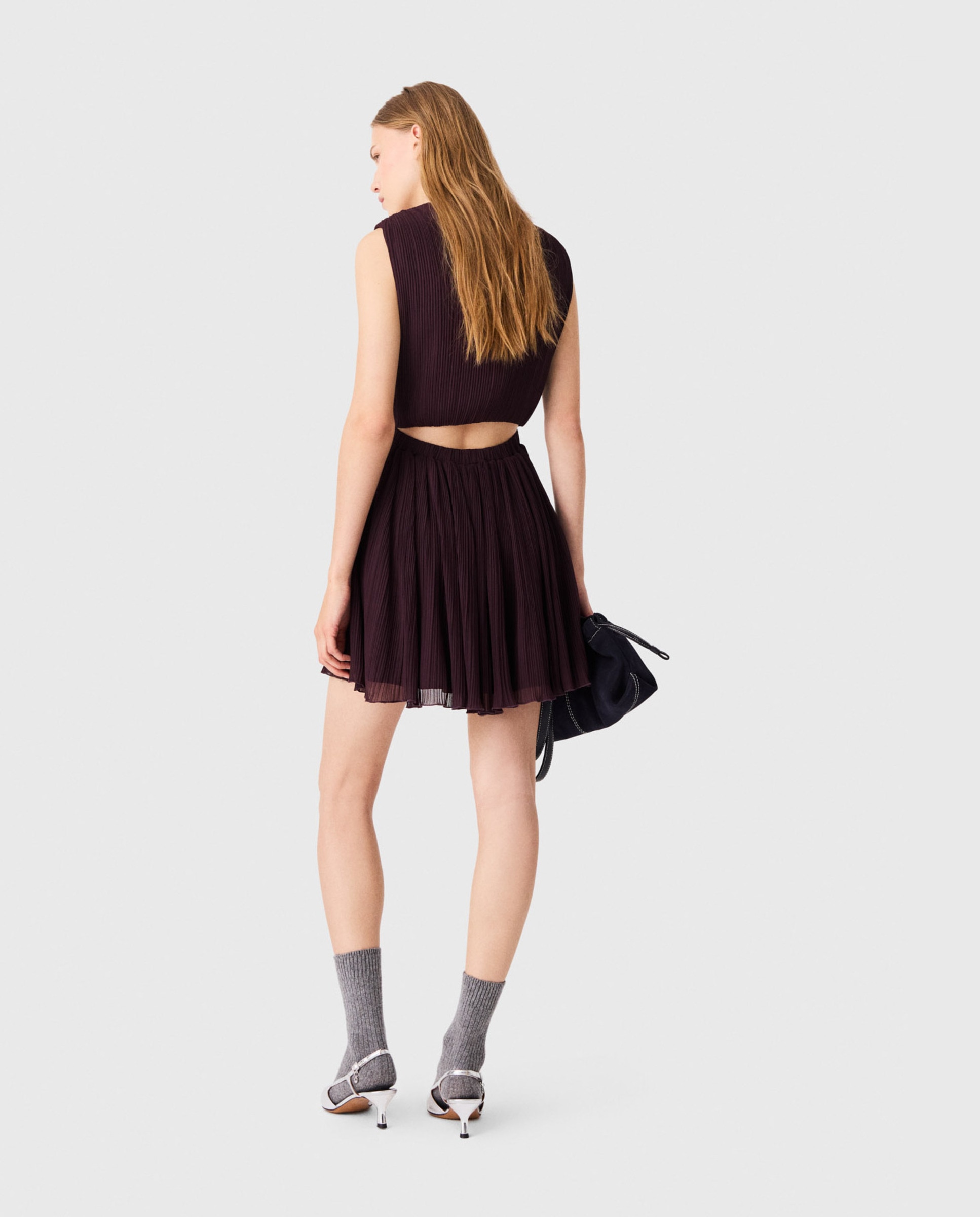Vestido corto skater plisado - Maje - Morado Morado-3