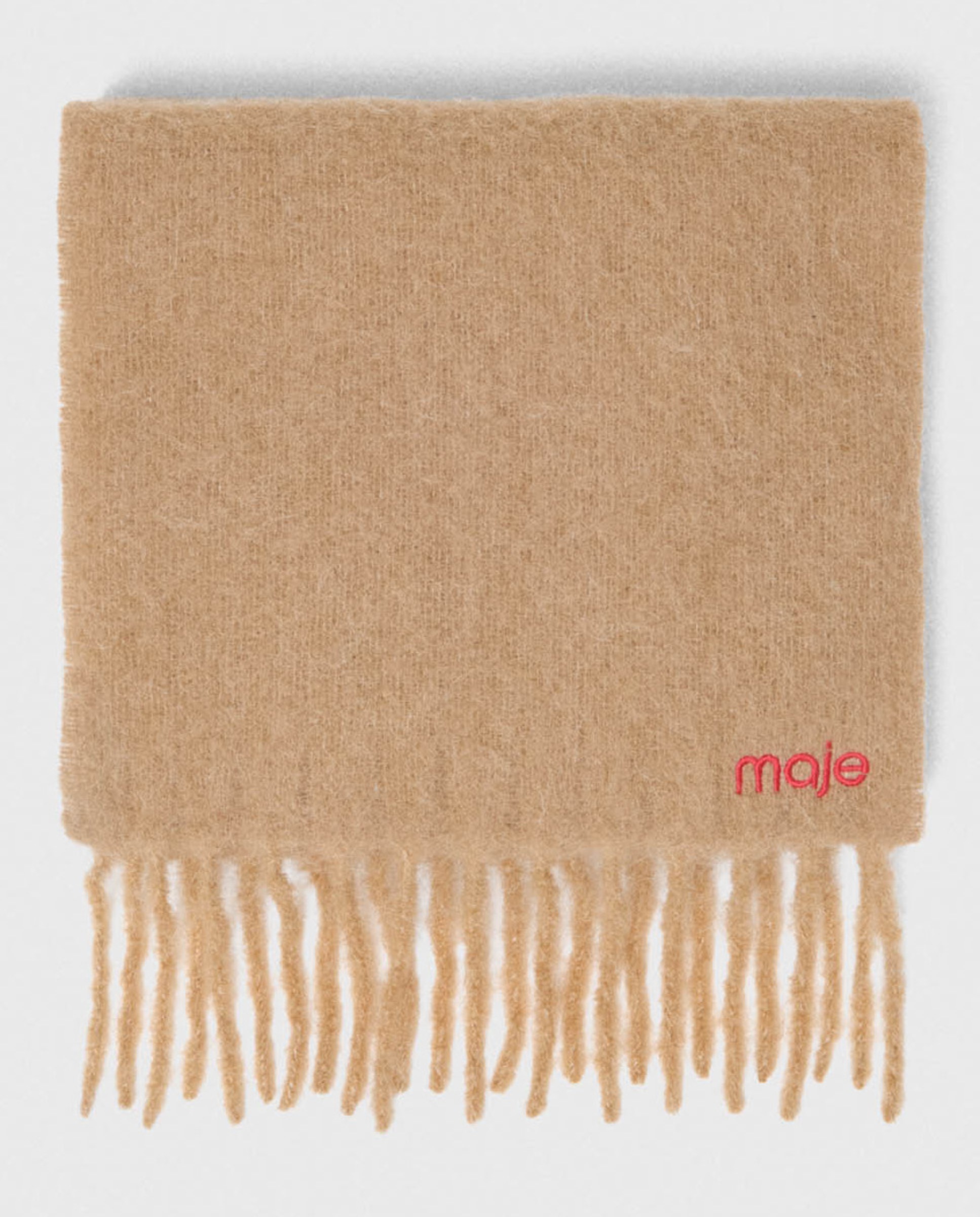 Bufanda de mujer voluminosa con flecos de alpaca - Maje - Camel Camel-1