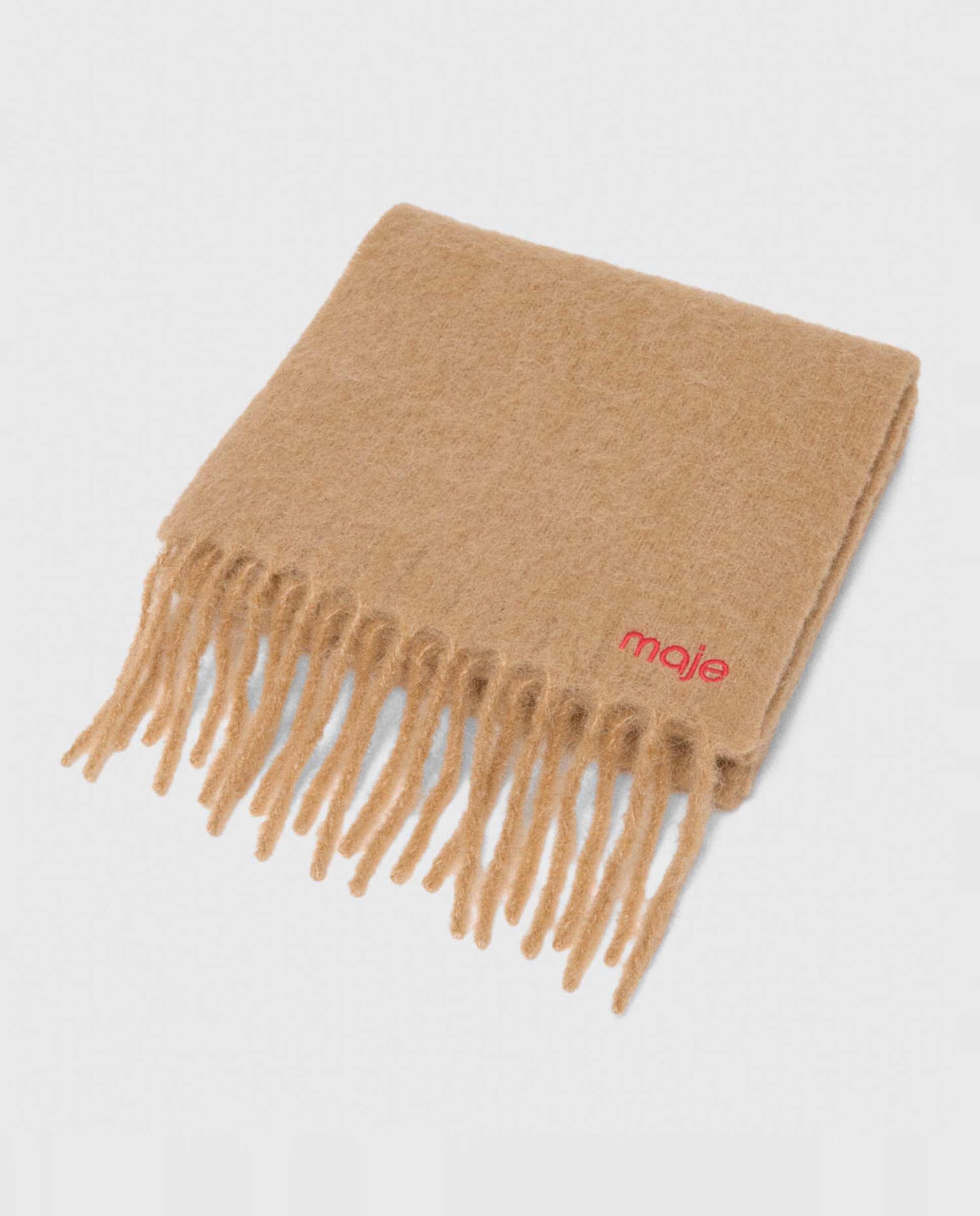 Bufanda de mujer voluminosa con flecos de alpaca - Maje - Camel Camel-3
