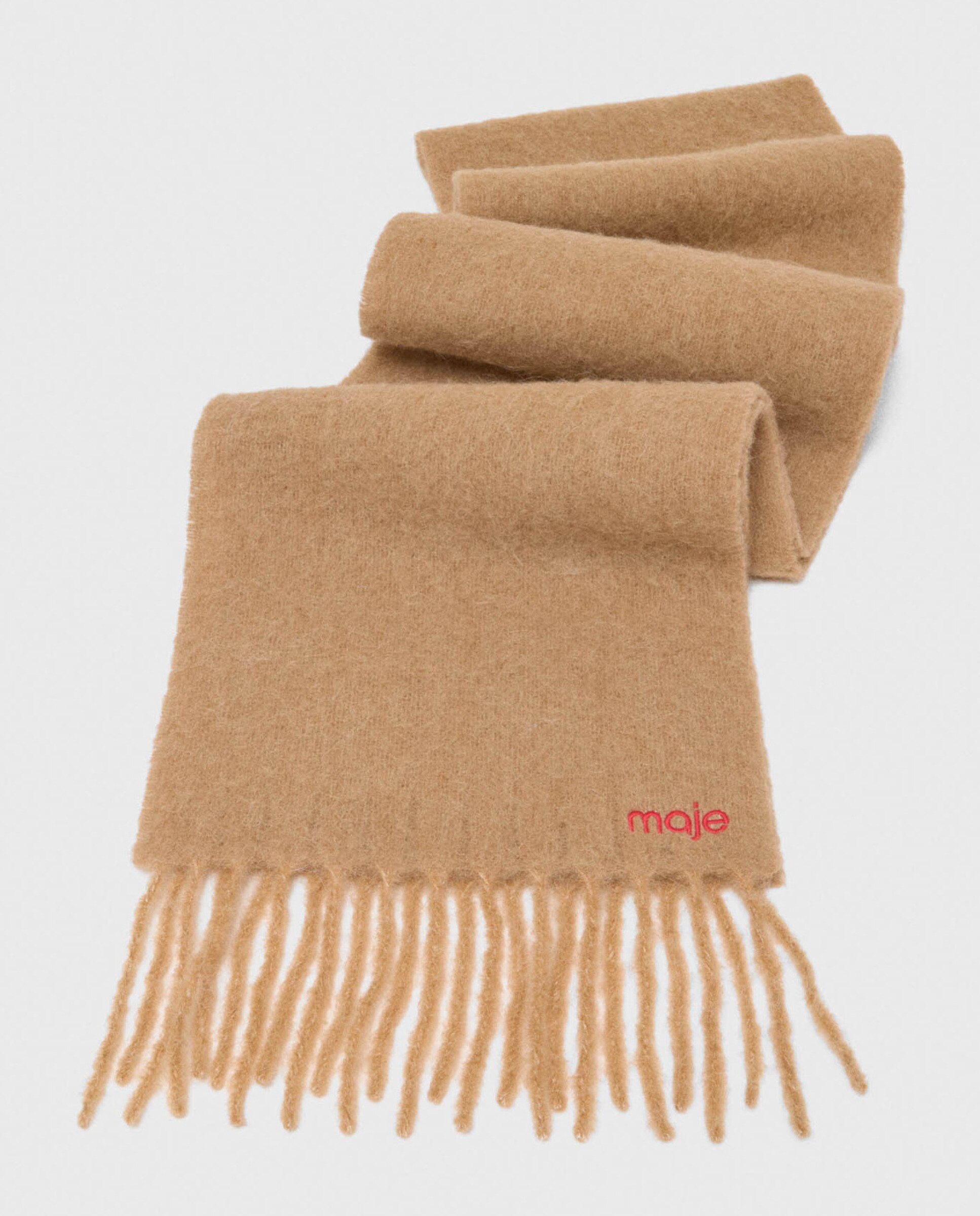 Bufanda de mujer voluminosa con flecos de alpaca - Maje - Camel Camel-2