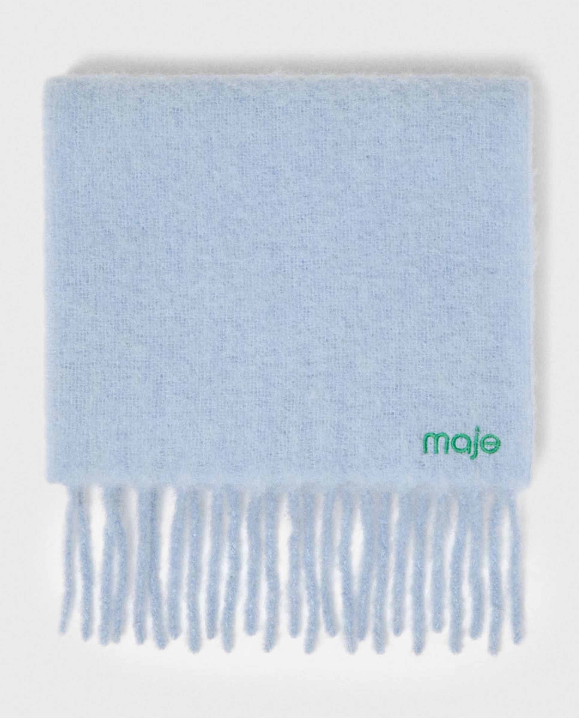 Imagen 1 de Bufanda de mujer voluminosa con flecos de alpaca Azul claro