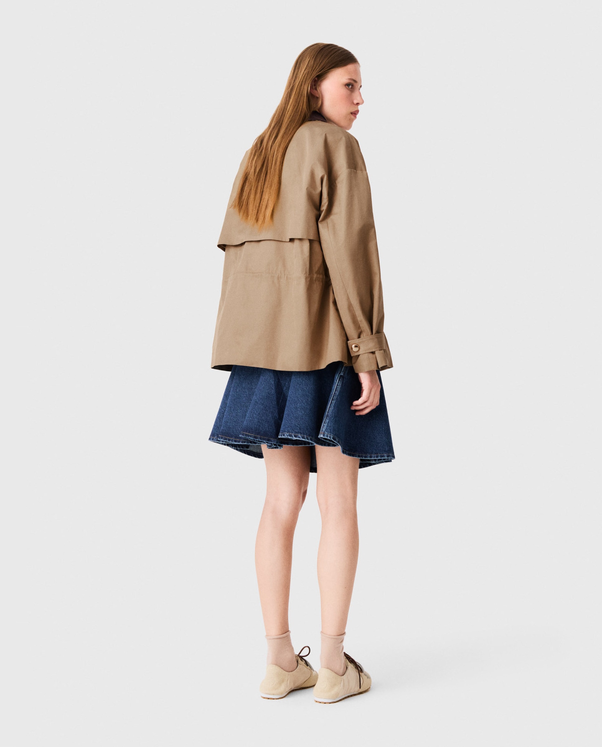 Sobrecamisa de mujer semilarga con forro desmontable y cuello de pana - Maje - Beige Beige-2