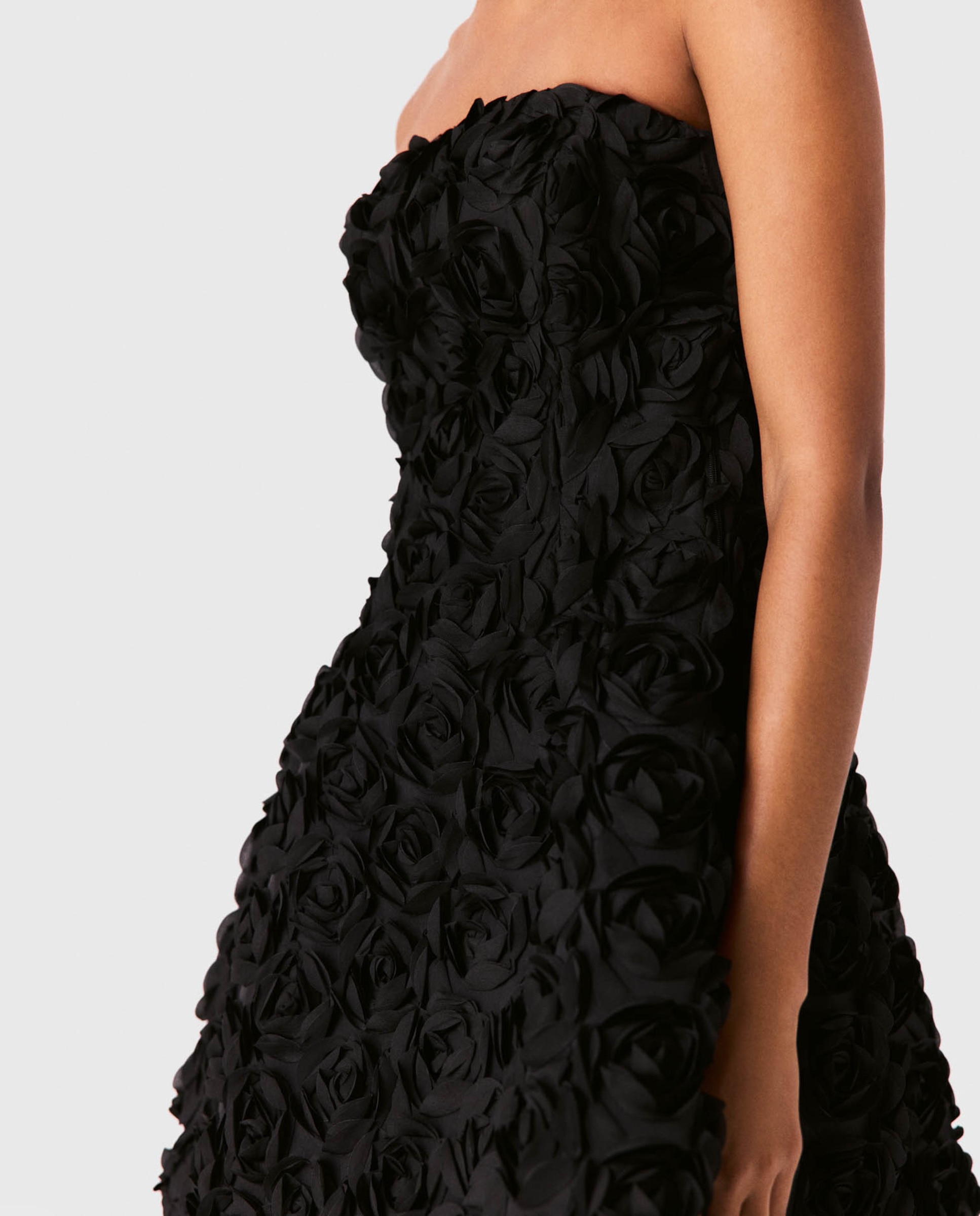 Vestido corto bustier con flores en relieve - Maje - Negro Negro-4