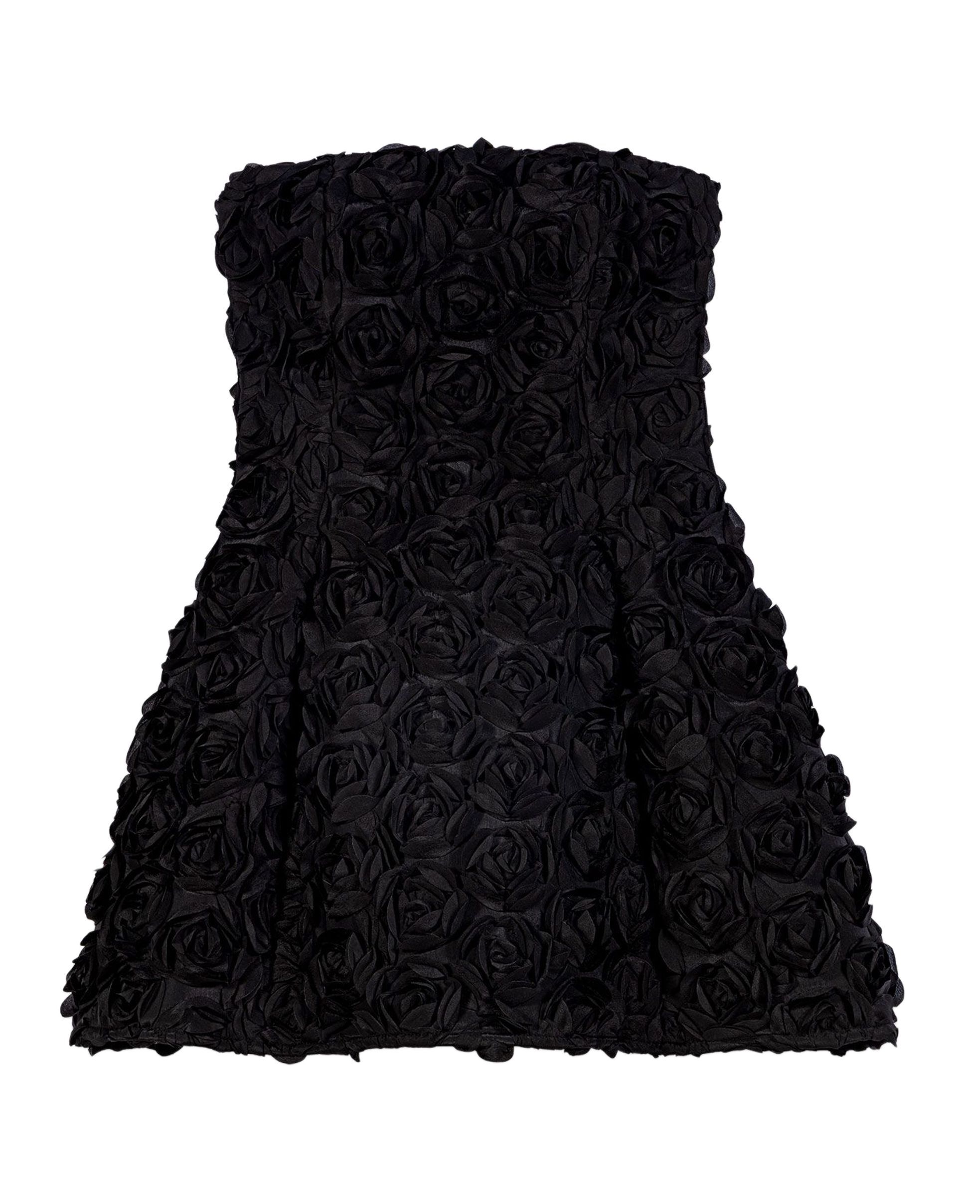 Vestido corto bustier con flores en relieve - Maje - Negro Negro-7