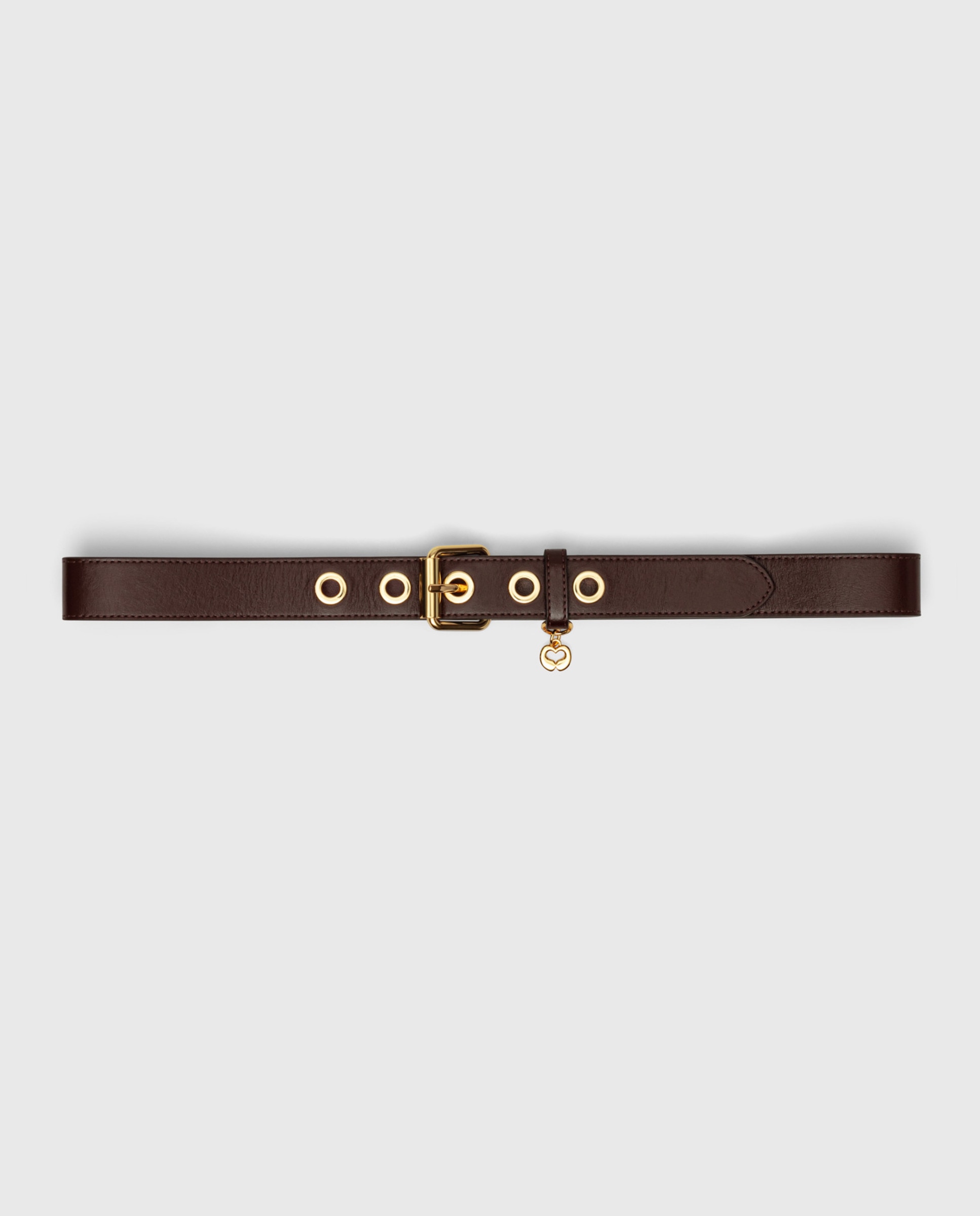 Cinturón de mujer ancho de piel con hebilla rectangular - Maje - Marrón oscuro Marrón oscuro-1