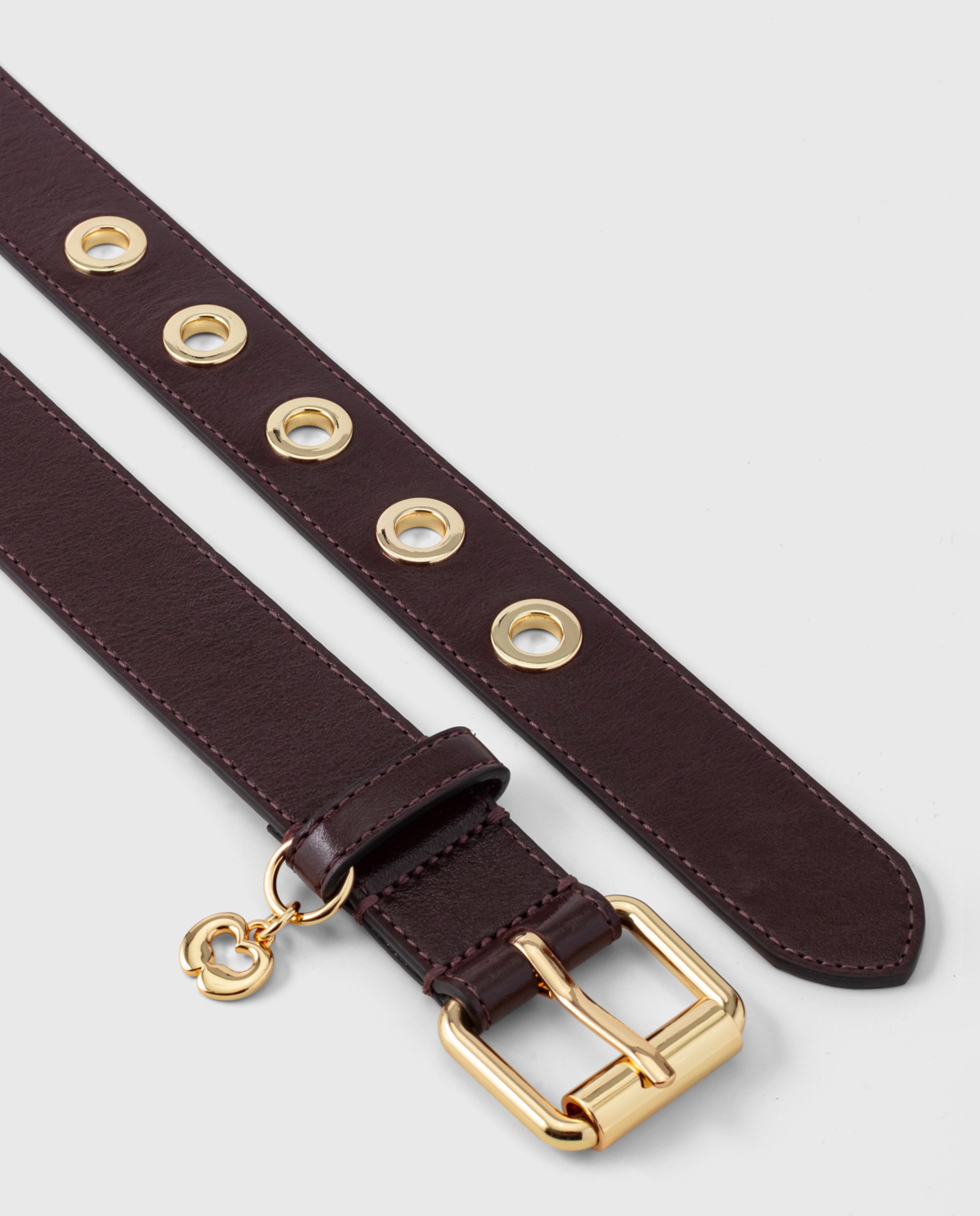 Cinturón de mujer ancho de piel con hebilla rectangular - Maje - Marrón oscuro Marrón oscuro-4