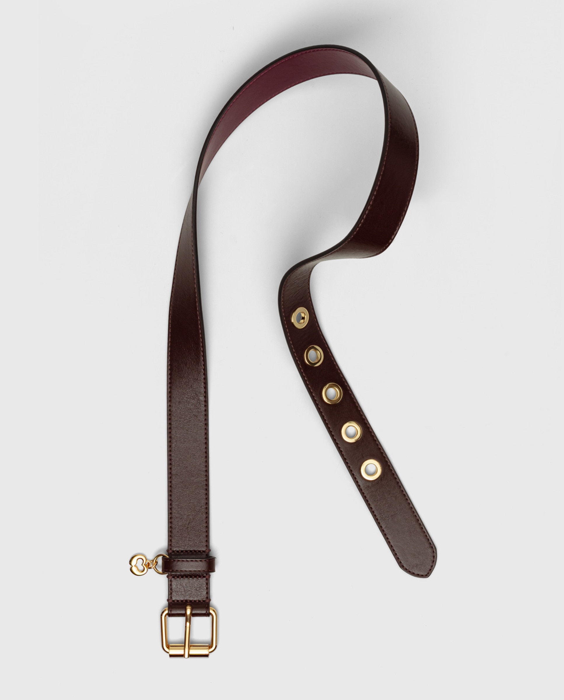 Cinturón de mujer ancho de piel con hebilla rectangular - Maje - Marrón oscuro Marrón oscuro-5