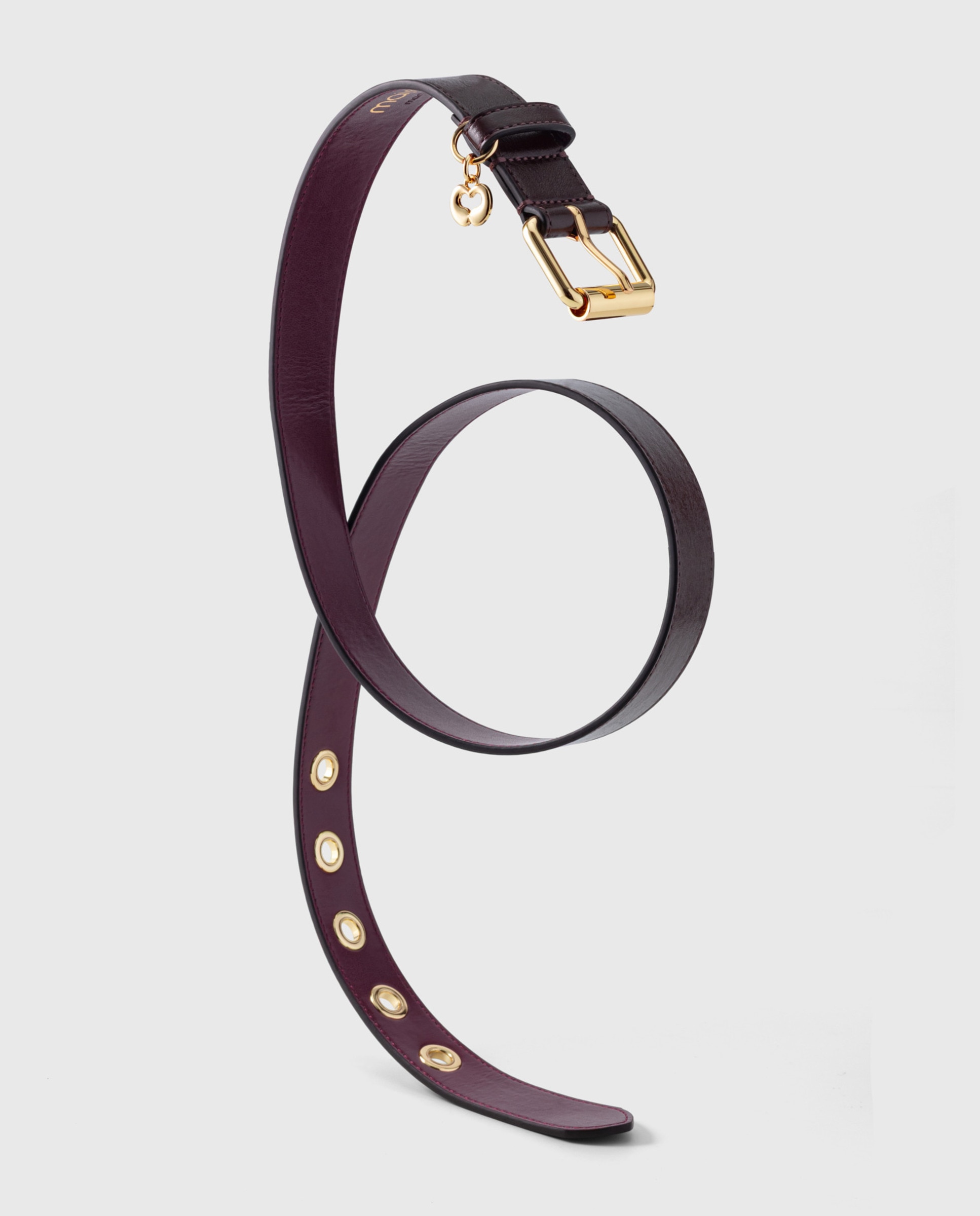 Cinturón de mujer ancho de piel con hebilla rectangular - Maje - Marrón oscuro Marrón oscuro-7