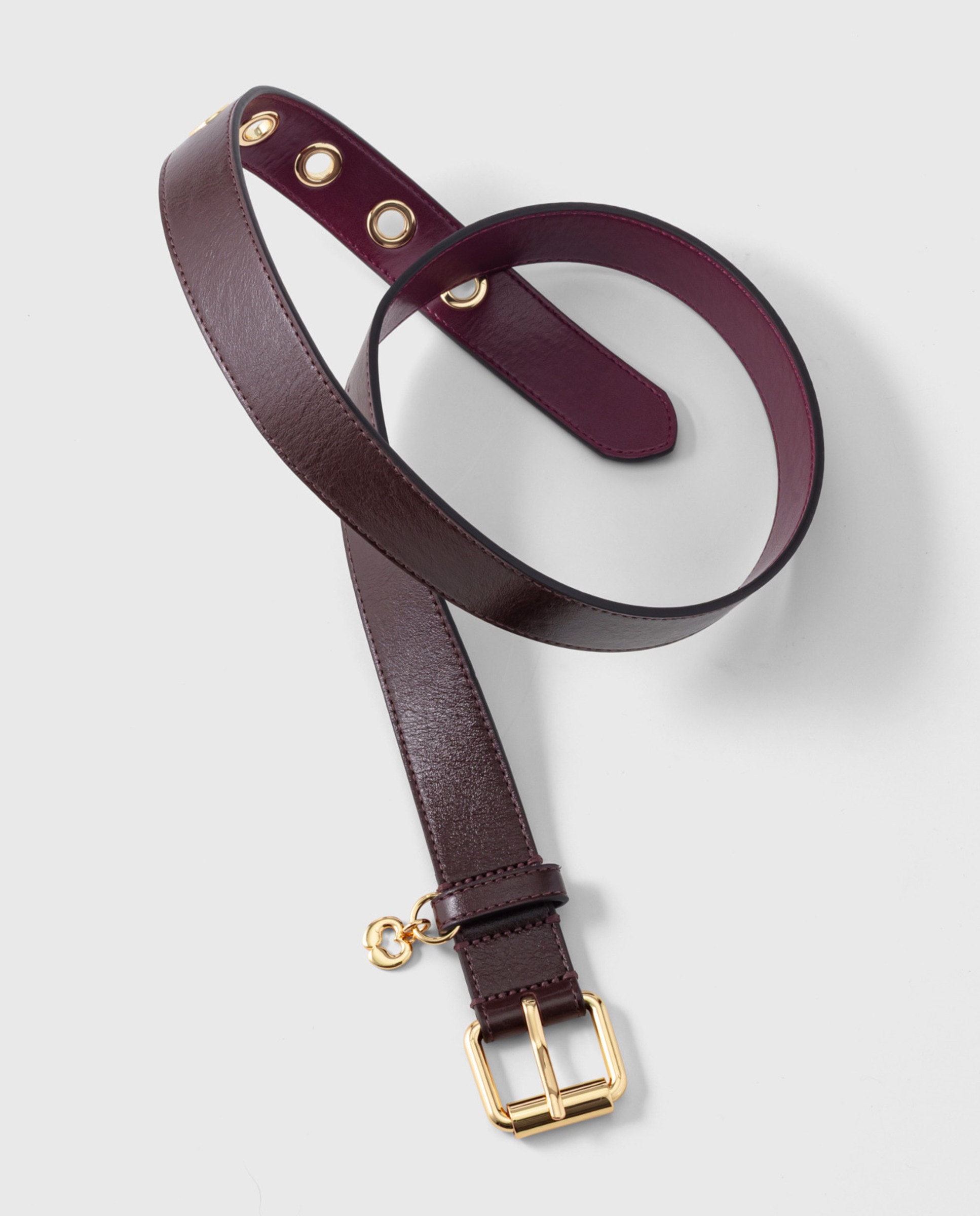 Cinturón de mujer ancho de piel con hebilla rectangular - Maje - Marrón oscuro Marrón oscuro-8