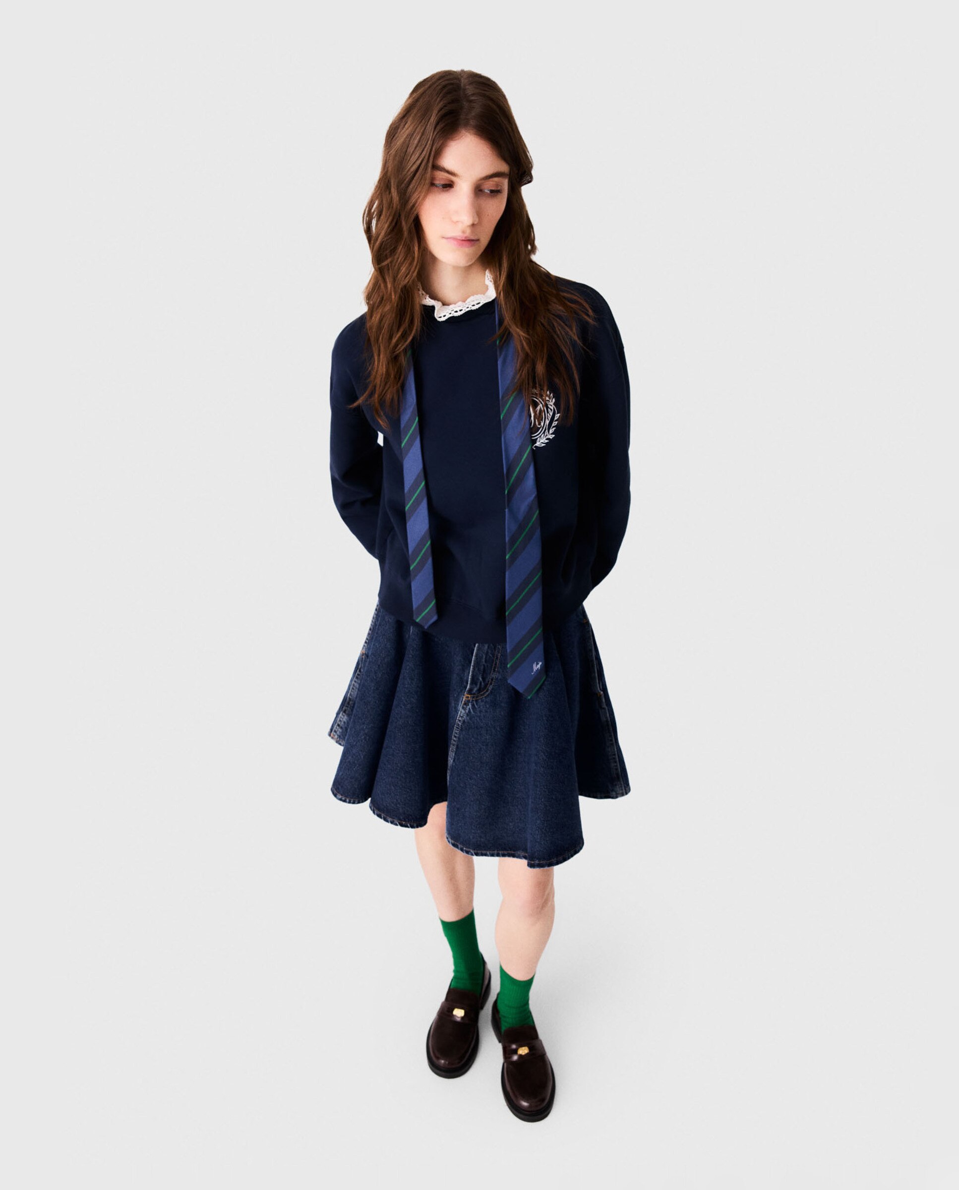 Sudadera de mujer oversize 100% algodón con logo - Maje - Azul marino Azul marino-5