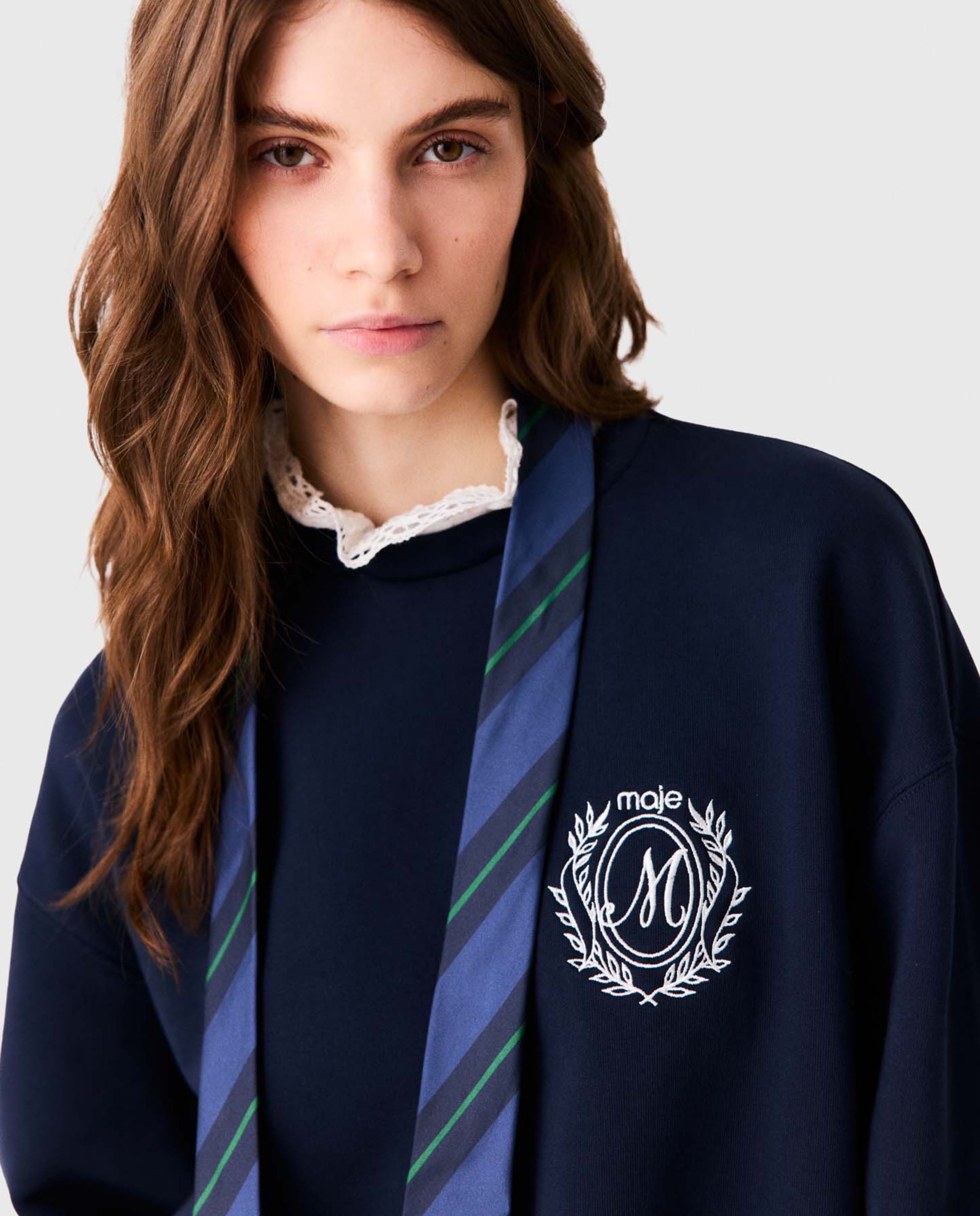 Sudadera de mujer oversize 100% algodón con logo - Maje - Azul marino Azul marino-8