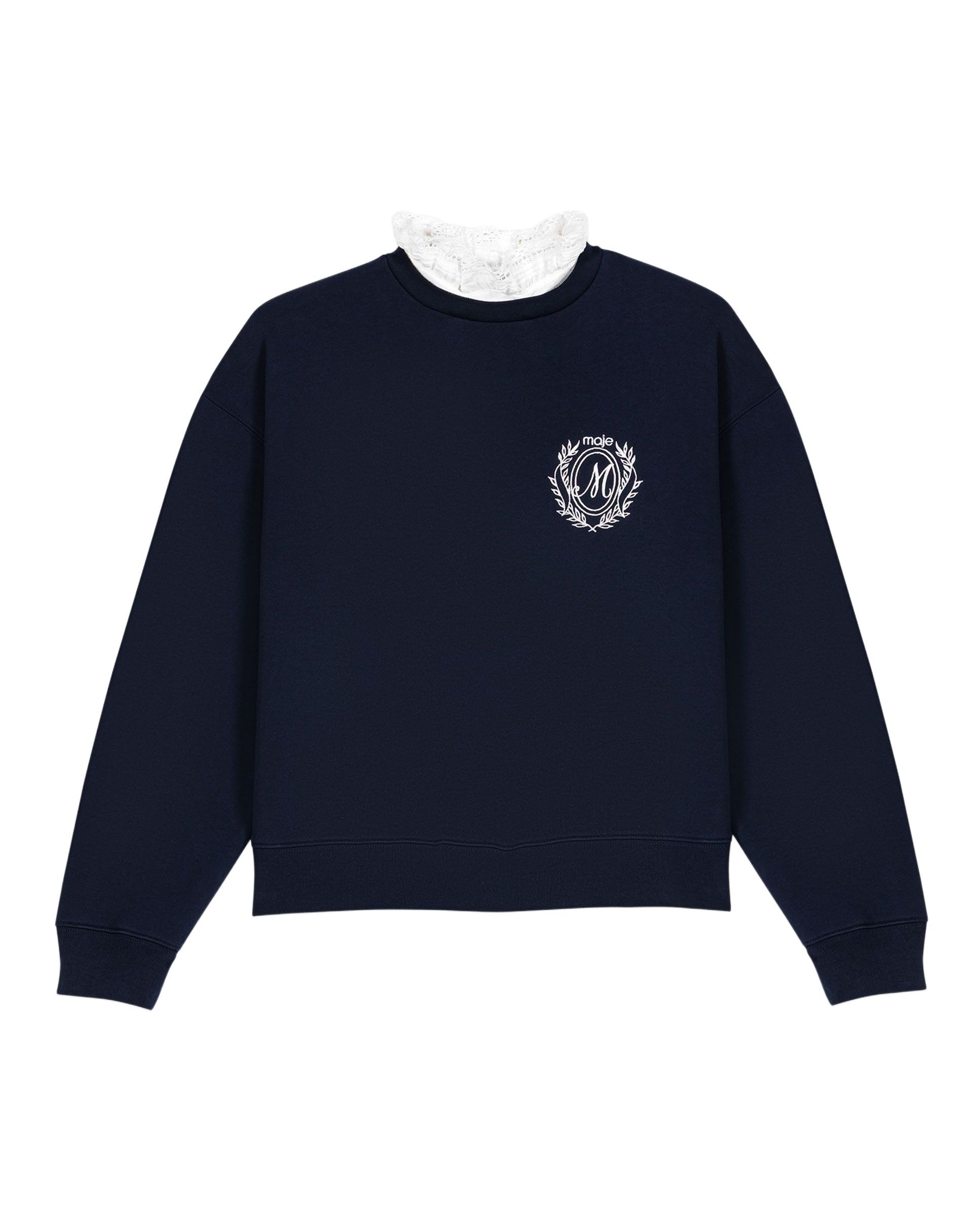 Sudadera de mujer oversize 100% algodón con logo - Maje - Azul marino Azul marino-9
