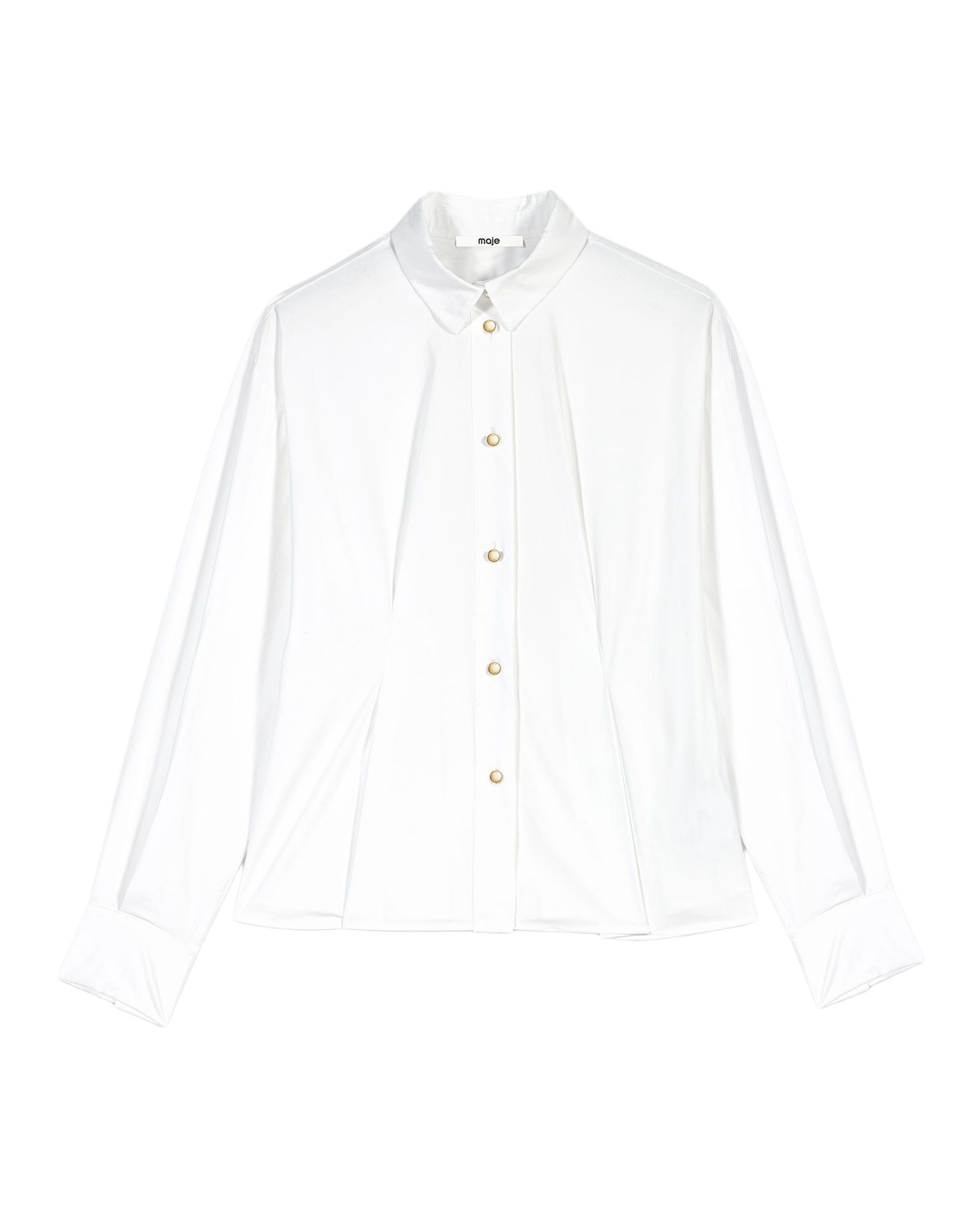 Camisa de mujer 100% algodón entallada con cordones en la espalda - Maje - Blanco Blanco-7