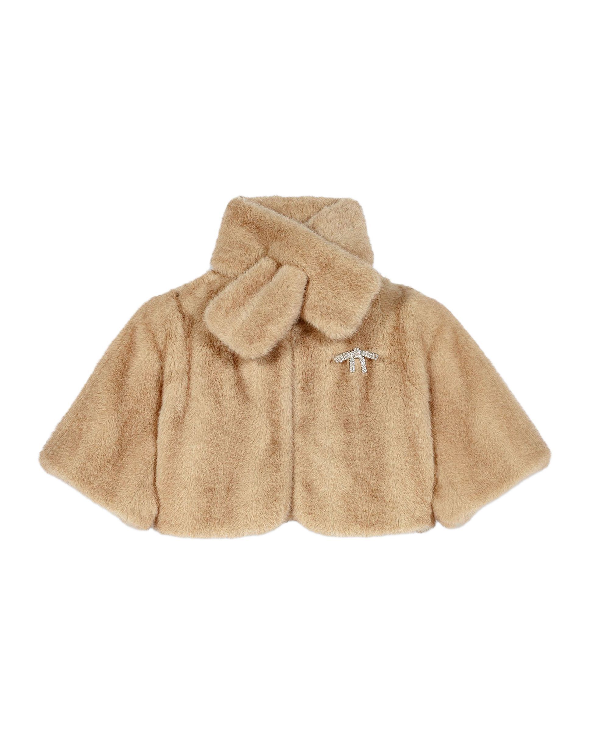 Chaqueta de mujer corta de piel sintética con cuello desmontable - Maje - Beige Beige-8