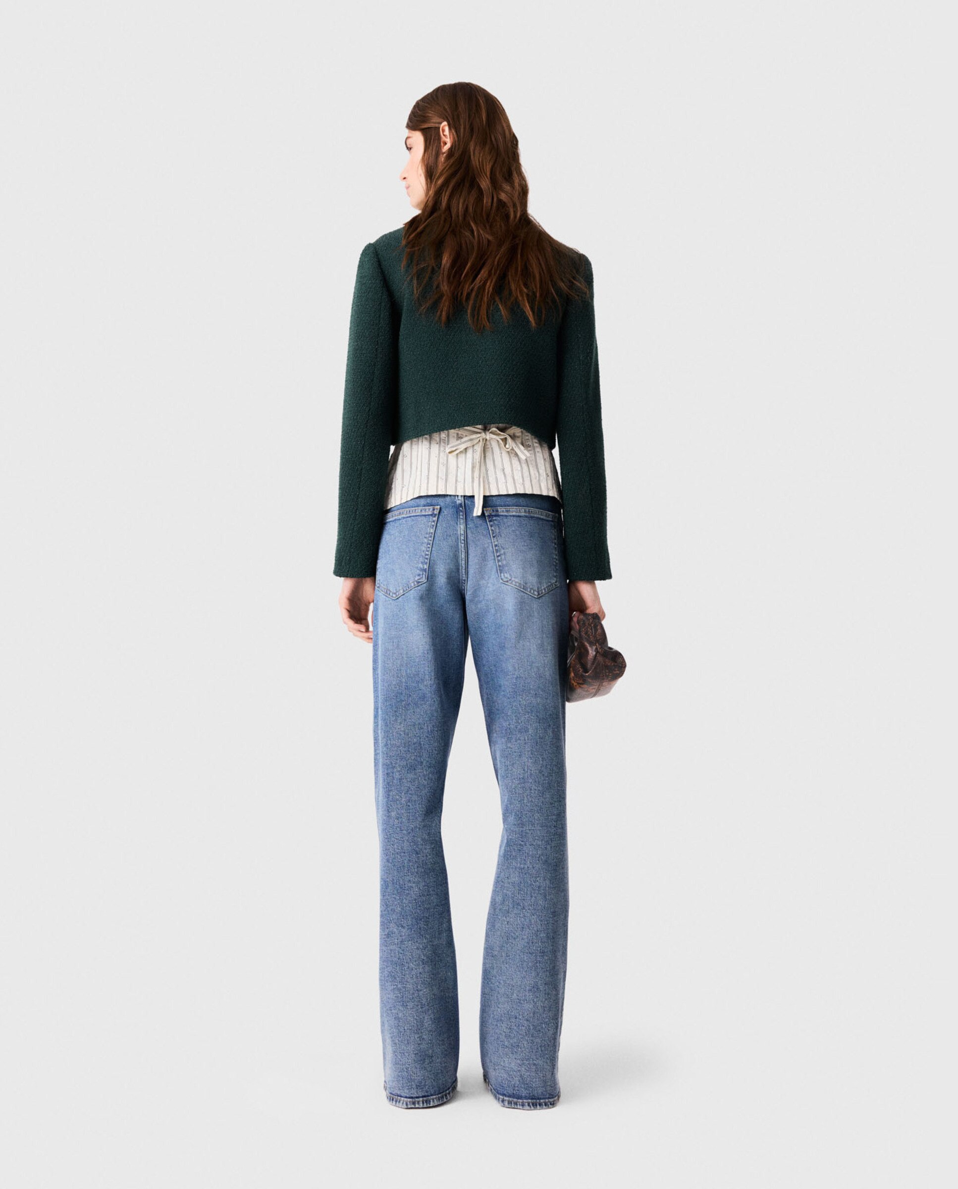 Chaqueta de mujer corta de tweed con flecos - Maje - Verde Verde-2
