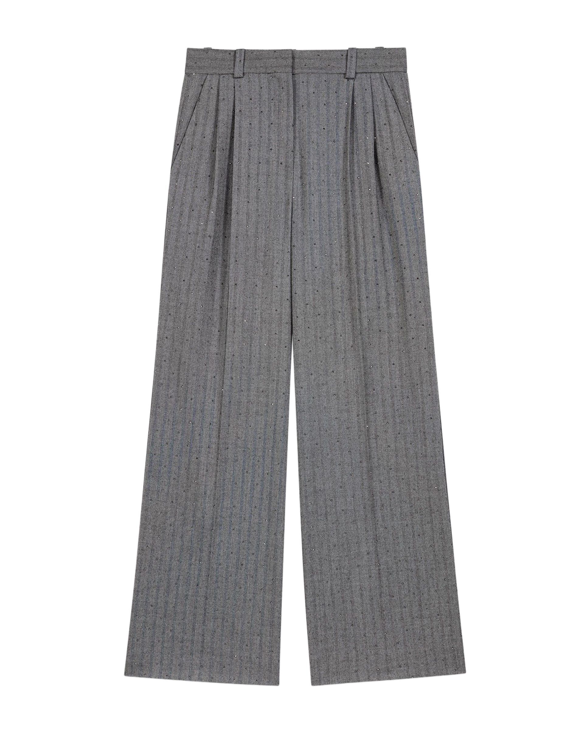 Pantalones de vestir de mujer rectos con strass - Maje - Gris Gris-6