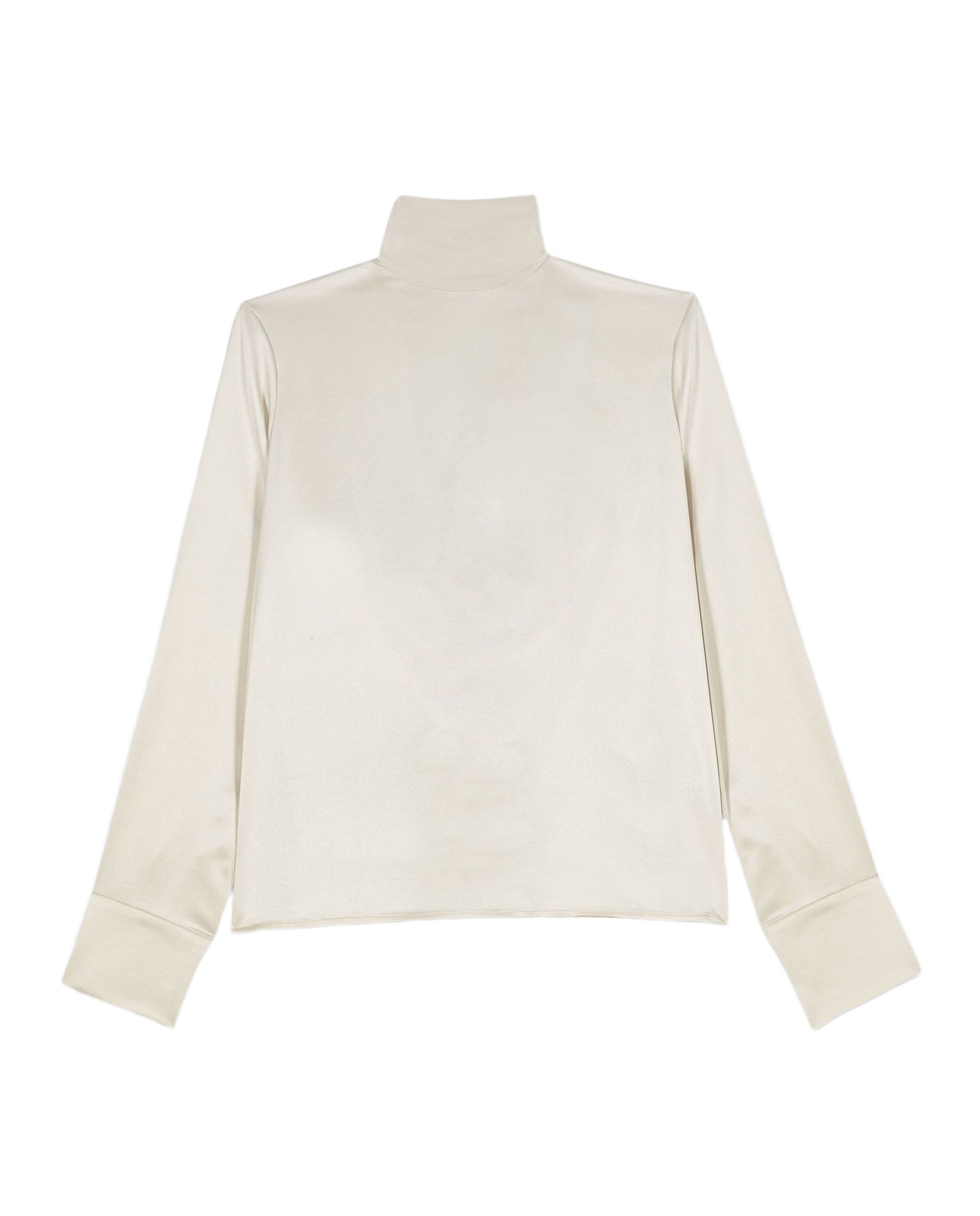 Top fluido de mujer de raso con cuello alto - Maje - Blanco Blanco-9