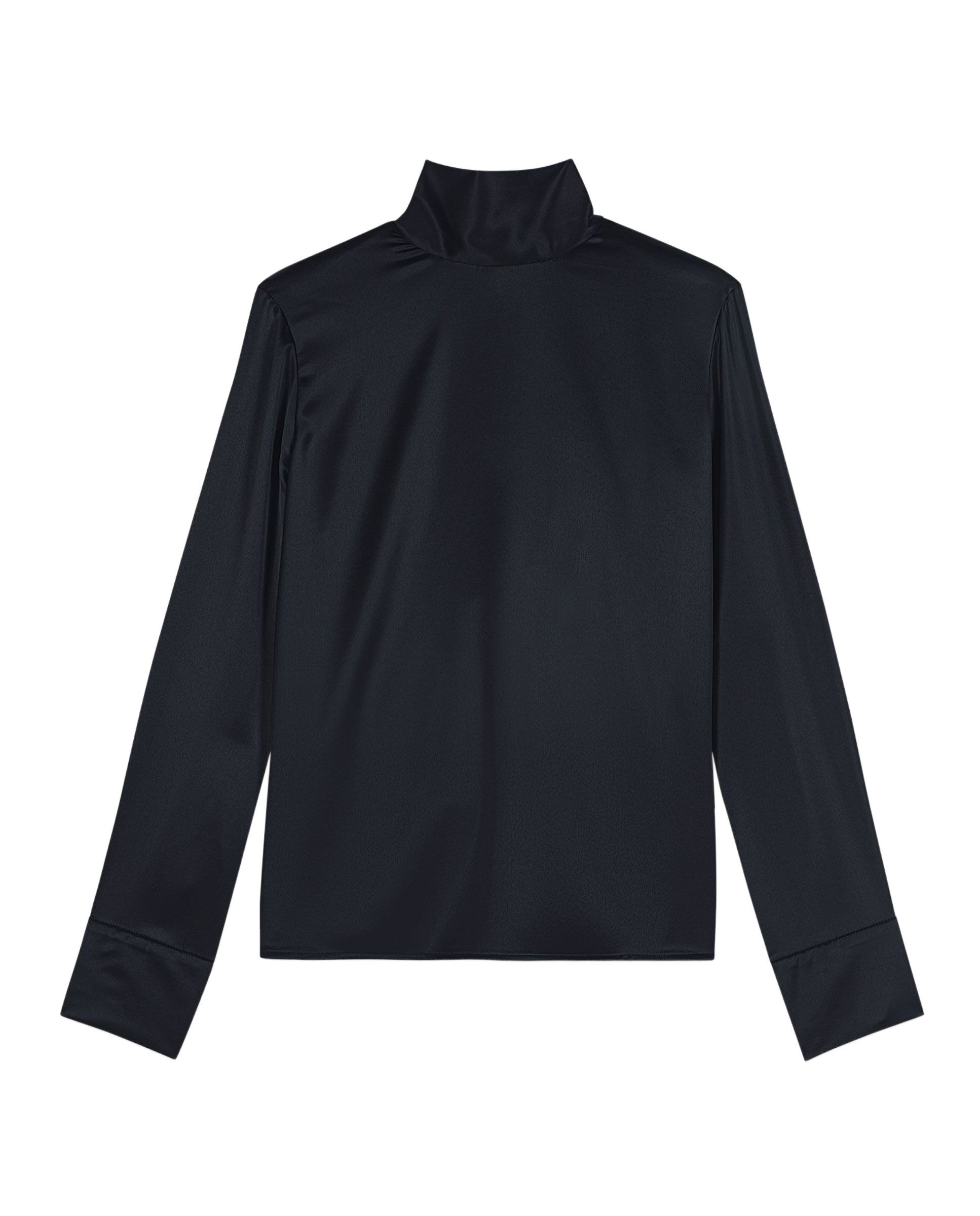 Top fluido de mujer de raso con cuello alto - Maje - Azul marino Azul marino-8