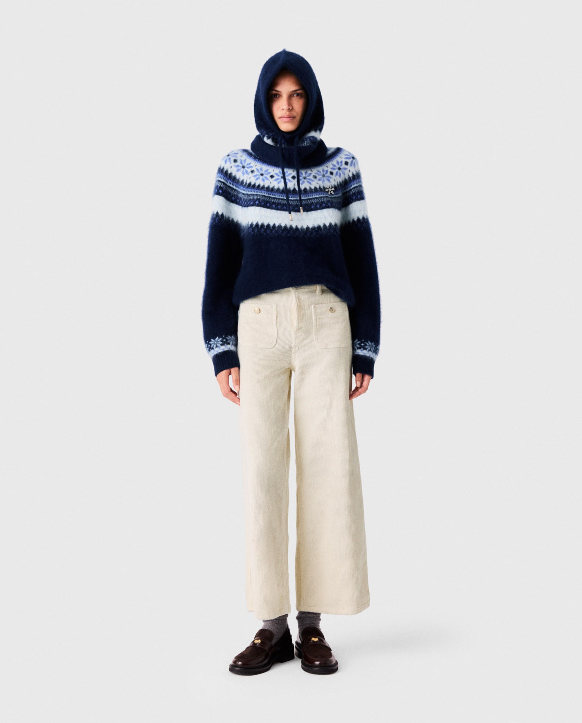 Imagen 0 de Pantalones anchos de mujer de pana Blanco