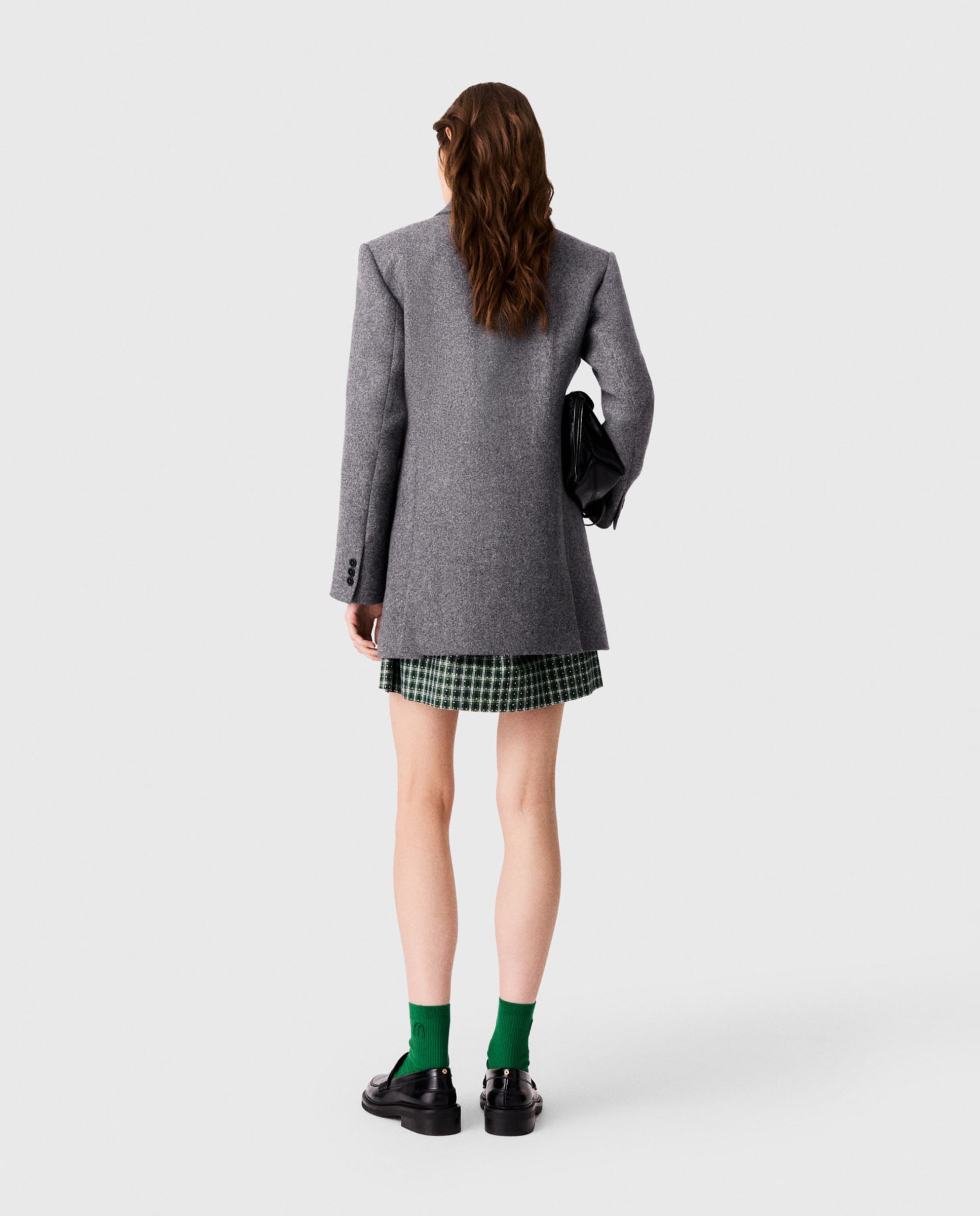 Abrigo de mujer semilargo de lana cruzado - Maje - Gris Gris-3