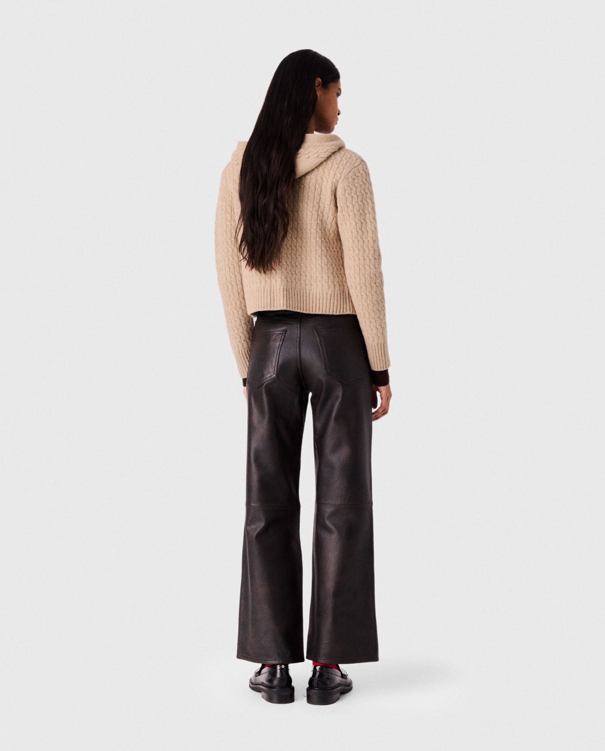 Cárdigan de mujer 100% lana con capucha - Maje - Beige Beige-2