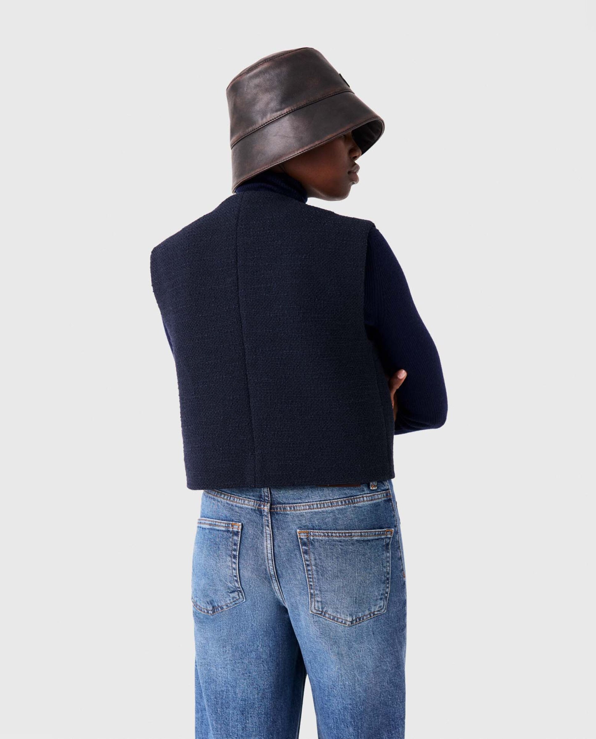 Chaleco de mujer de tweed con bolsillos de parche - Maje - Azul marino Azul marino-2