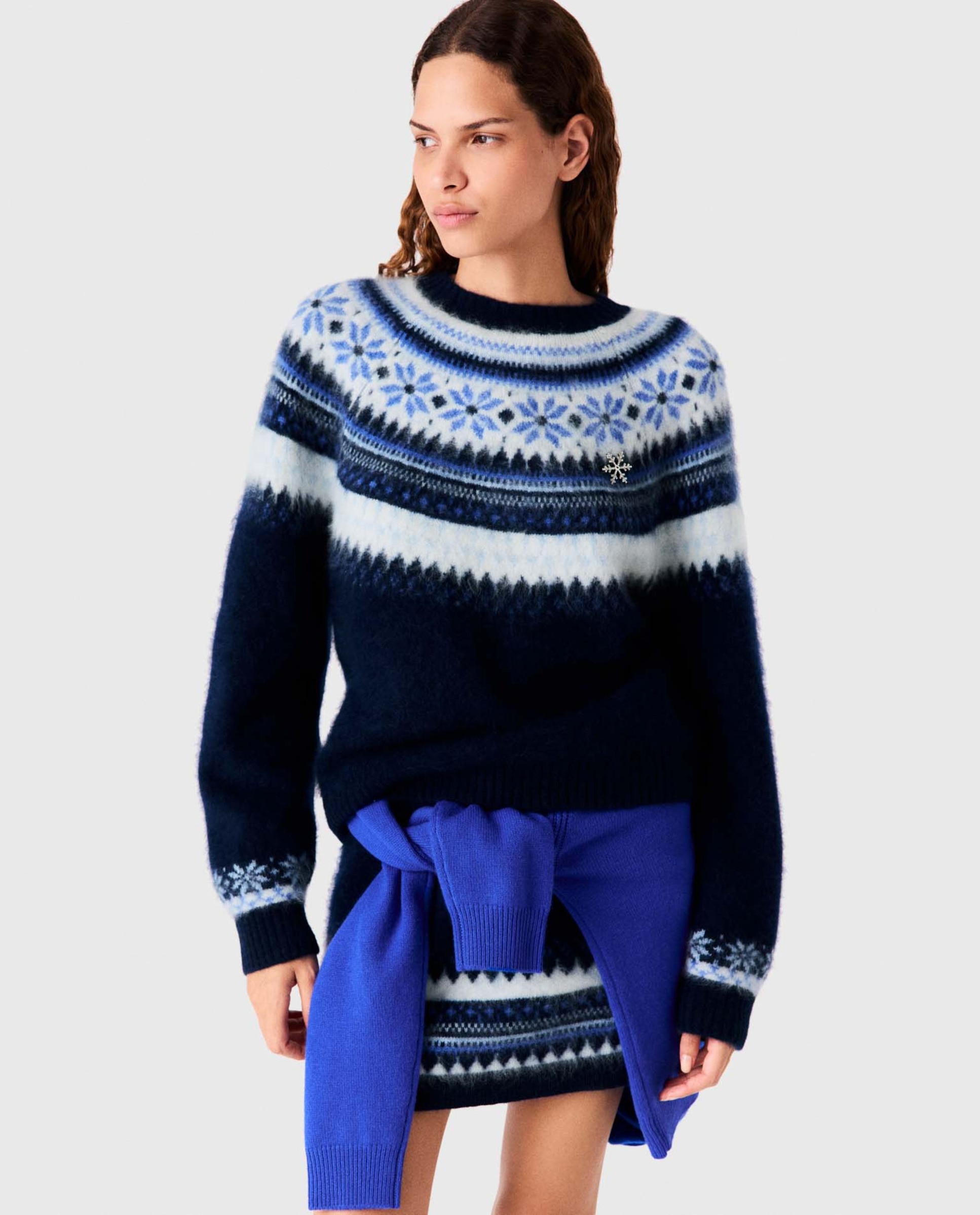 Imagen 0 de Jersey de punto de mujer jacquard Azul marino