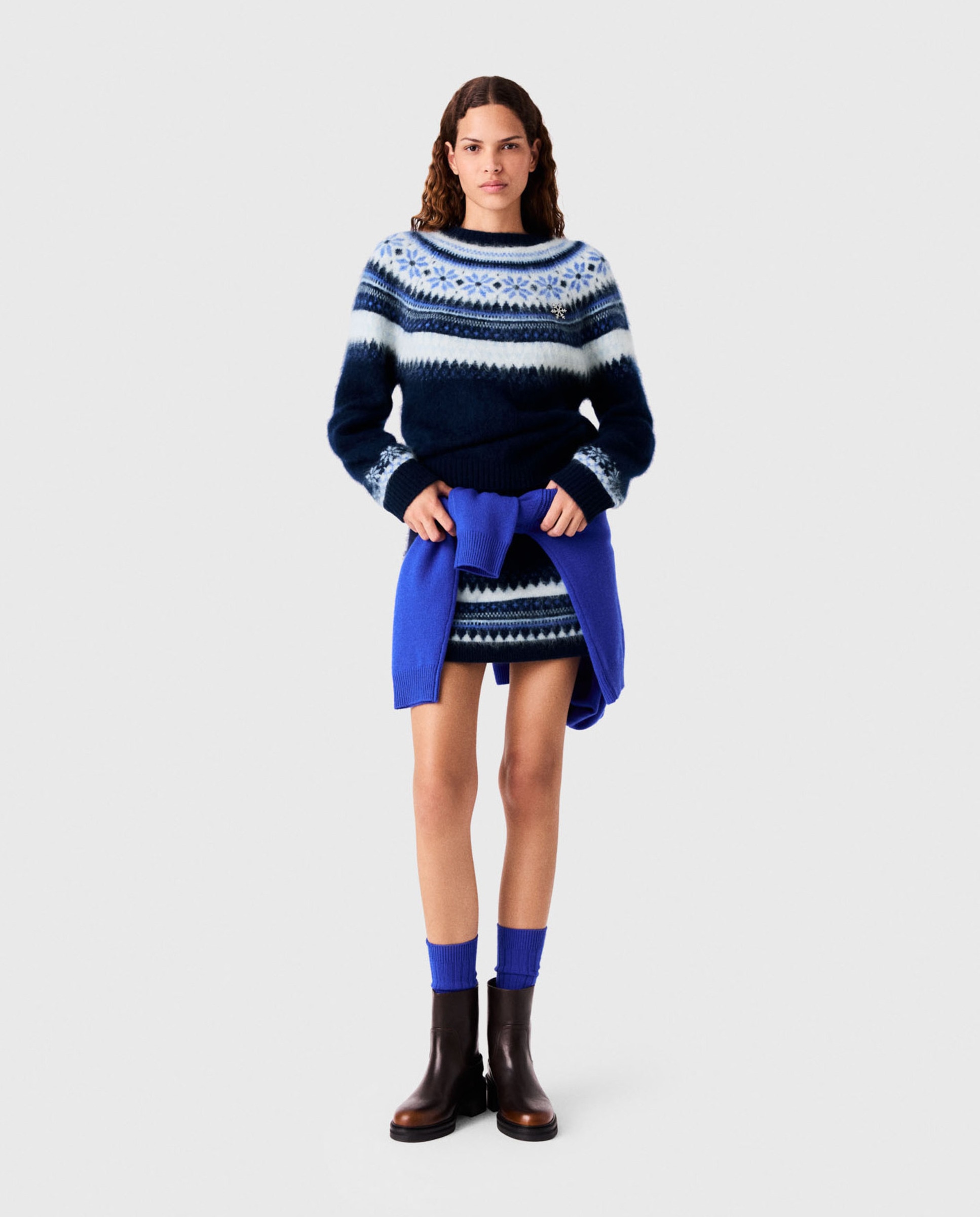 Jersey de punto de mujer jacquard - Maje - Azul marino Azul marino-4