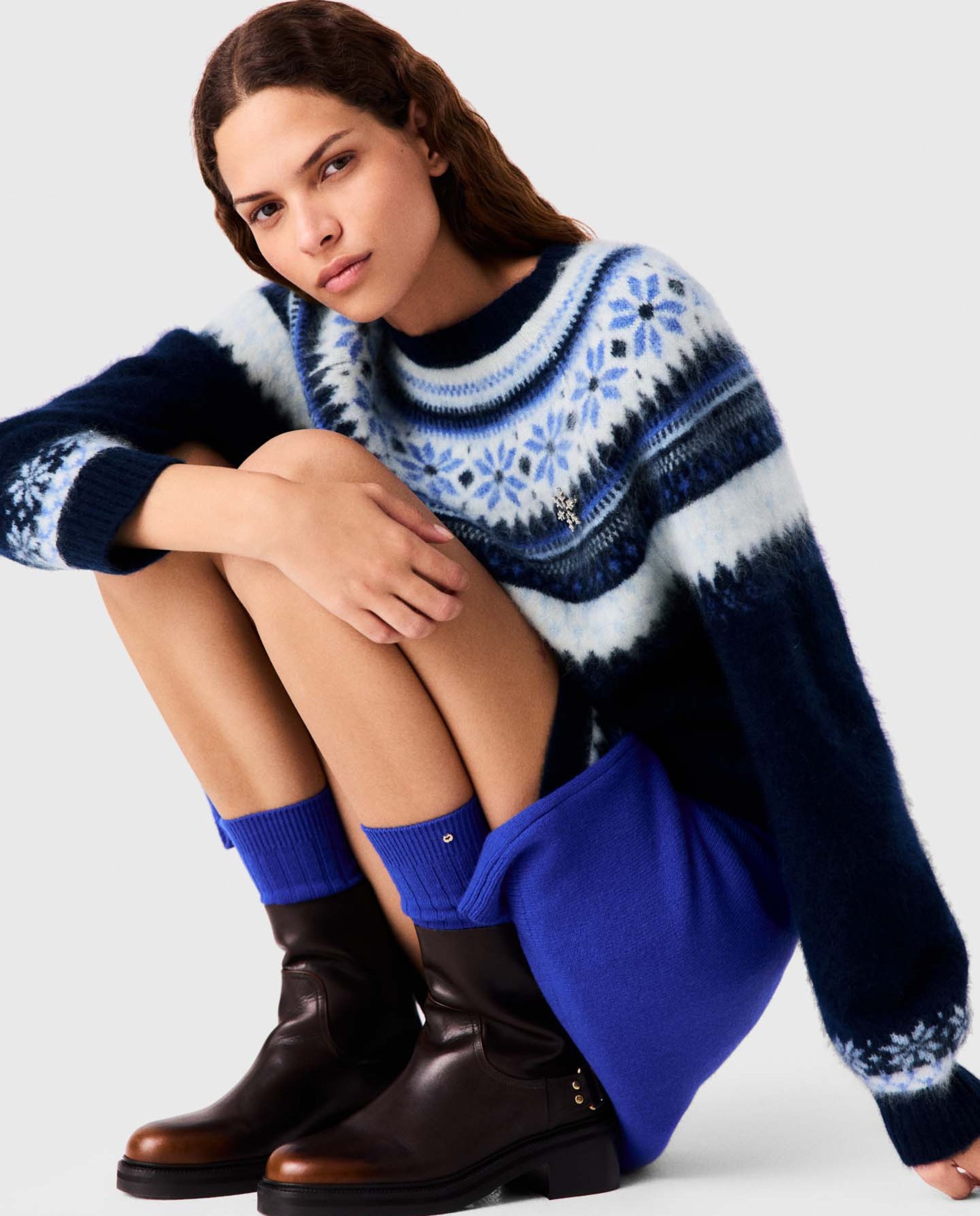 Jersey de punto de mujer jacquard - Maje - Azul marino Azul marino-6