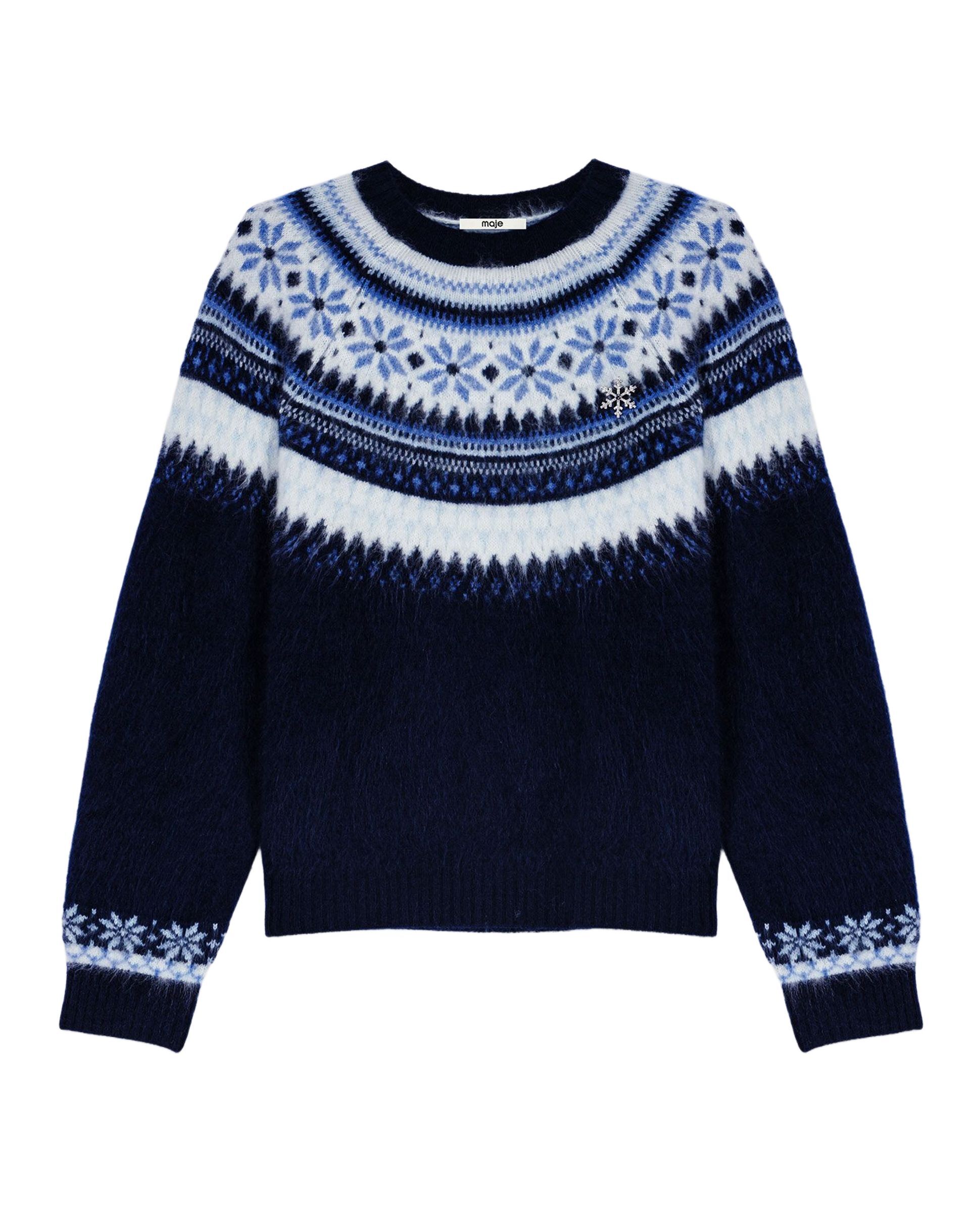 Jersey de punto de mujer jacquard - Maje - Azul marino Azul marino-8