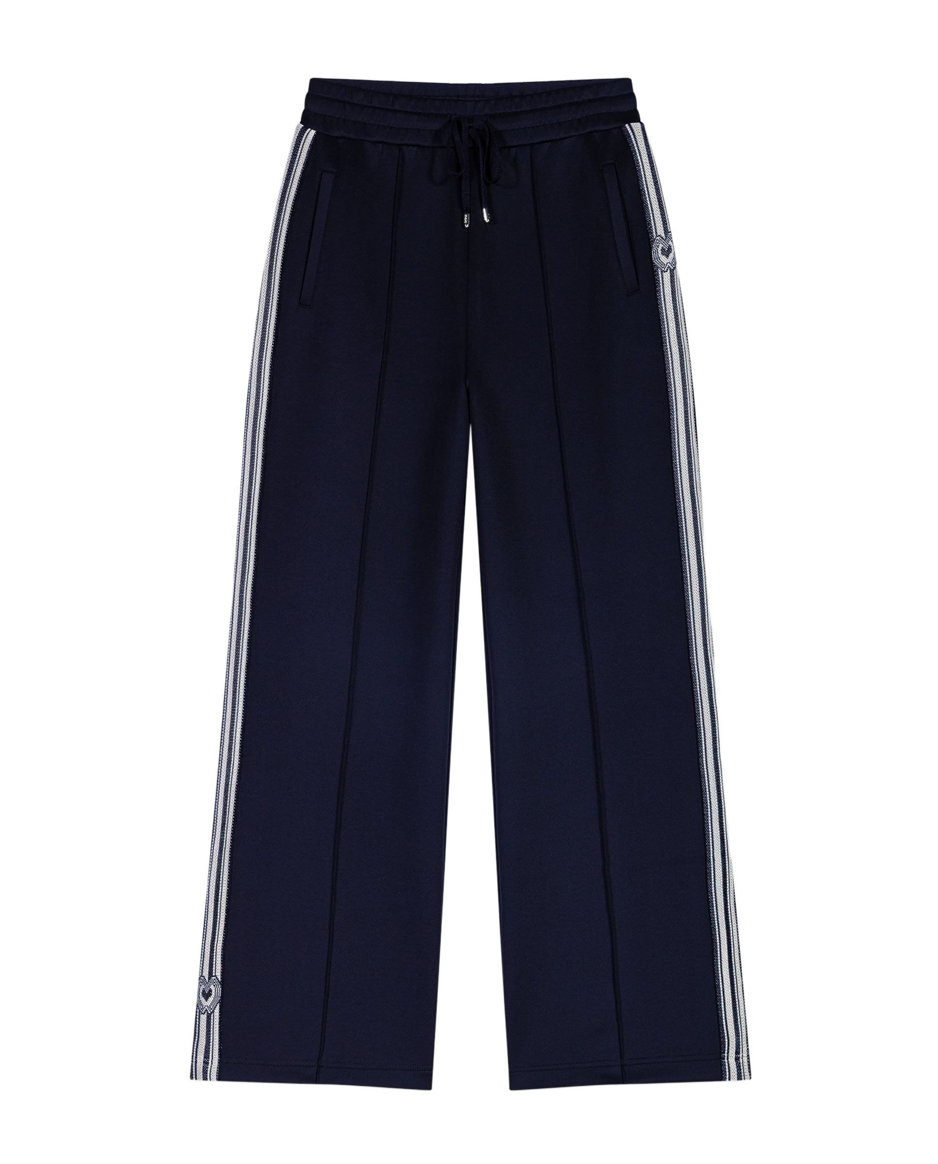 Pantalones anchos de mujer de jersey con bandas laterales - Maje - Azul marino Azul marino-7