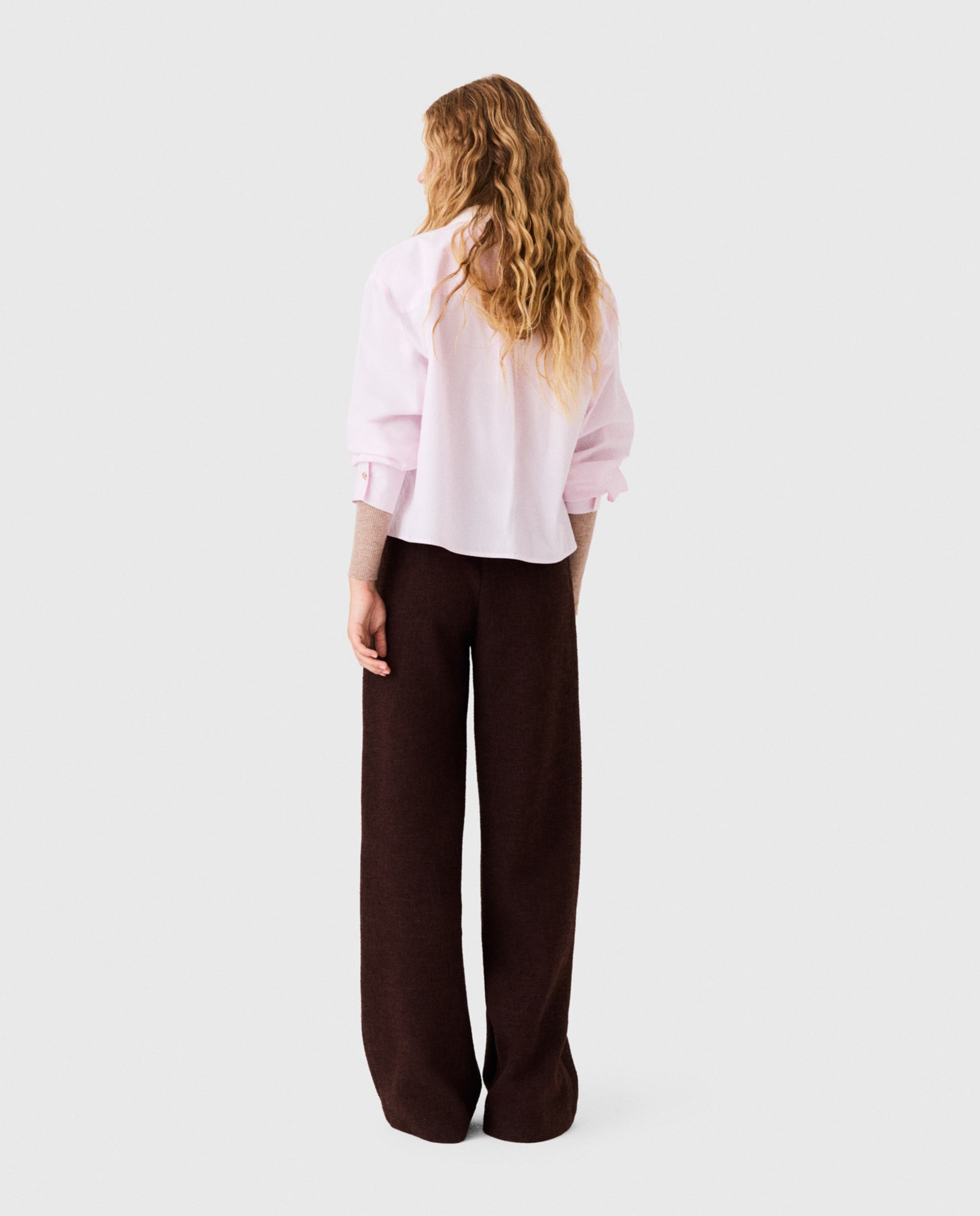 Pantalones anchos de mujer rectos de tweed - Maje - Marrón oscuro Marrón oscuro-5