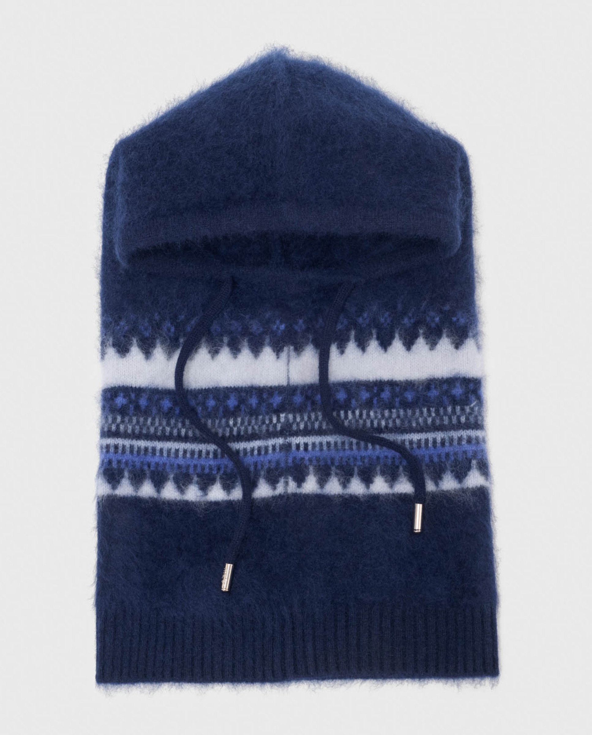 Pasamontañas de lana fair isle para mujer - Maje - Azul marino Azul marino-5