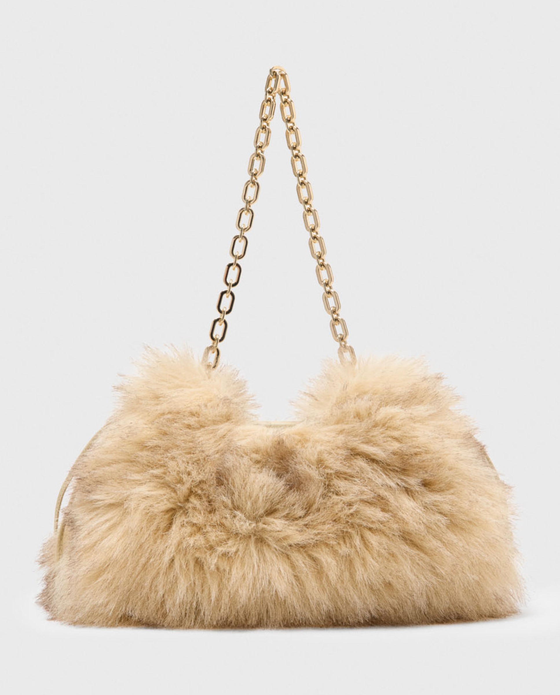 Bolso de hombro de mujer efecto pelo - Maje - Beige Beige-1