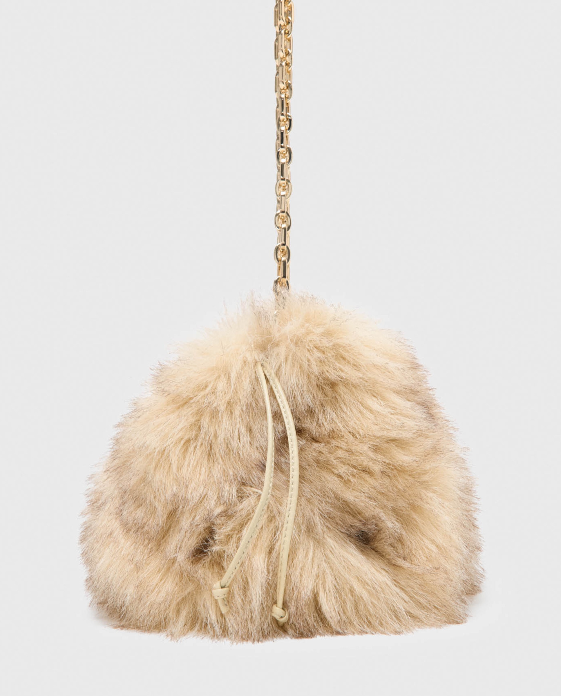 Bolso de hombro de mujer efecto pelo - Maje - Beige Beige-8